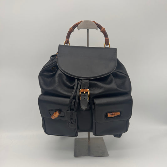 Gucci Bamboo Calfskin Backpack Large in Black [Used]