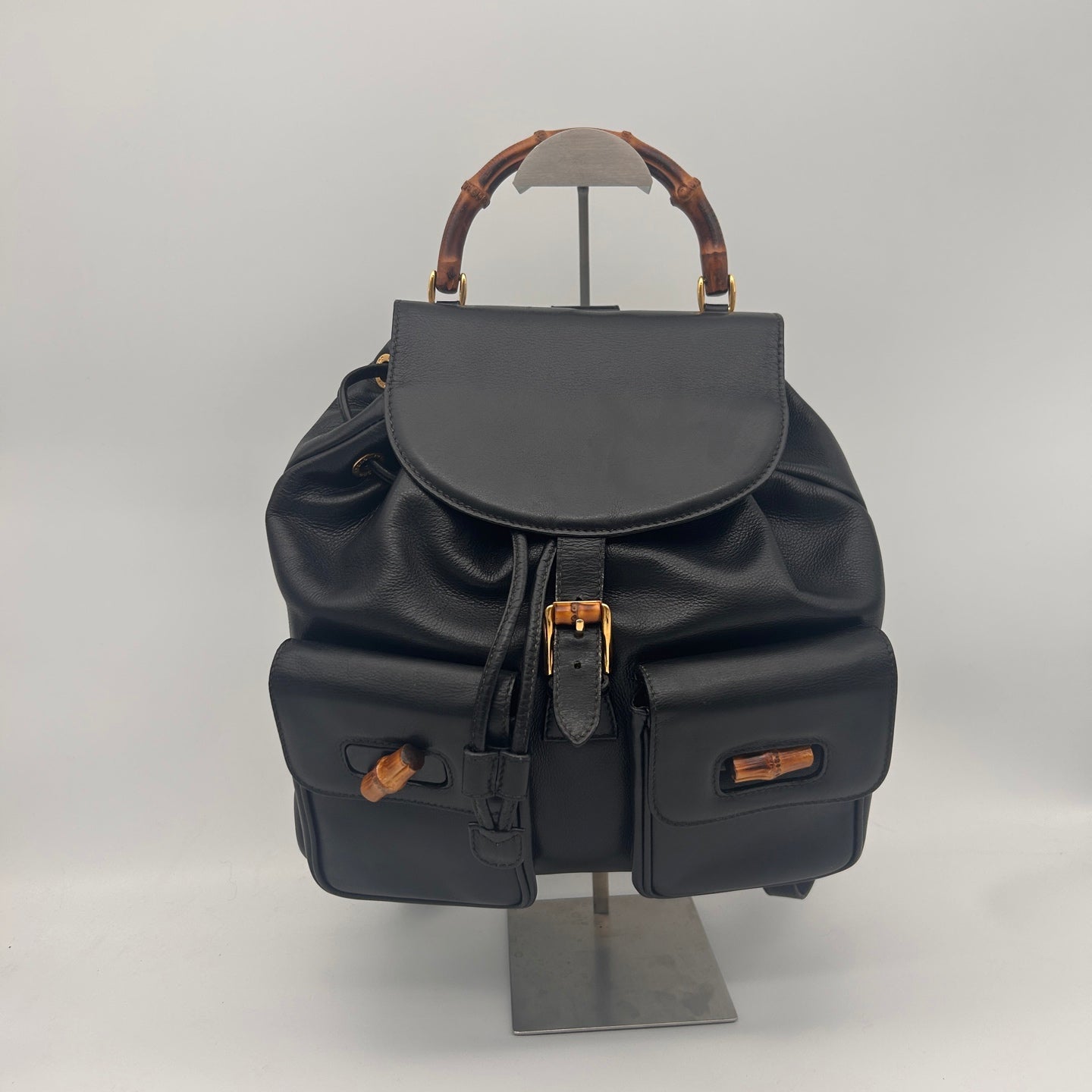 Gucci Bamboo Calfskin Backpack Large in Black [Used]