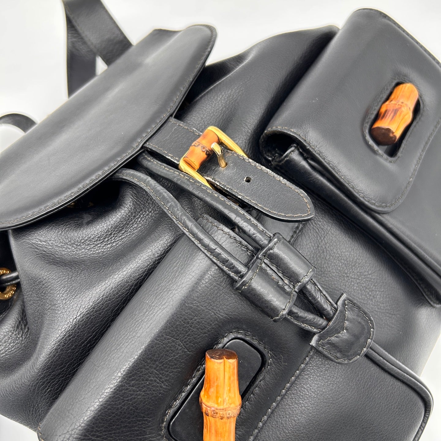 Gucci Bamboo Calfskin Backpack Large in Black [Used]