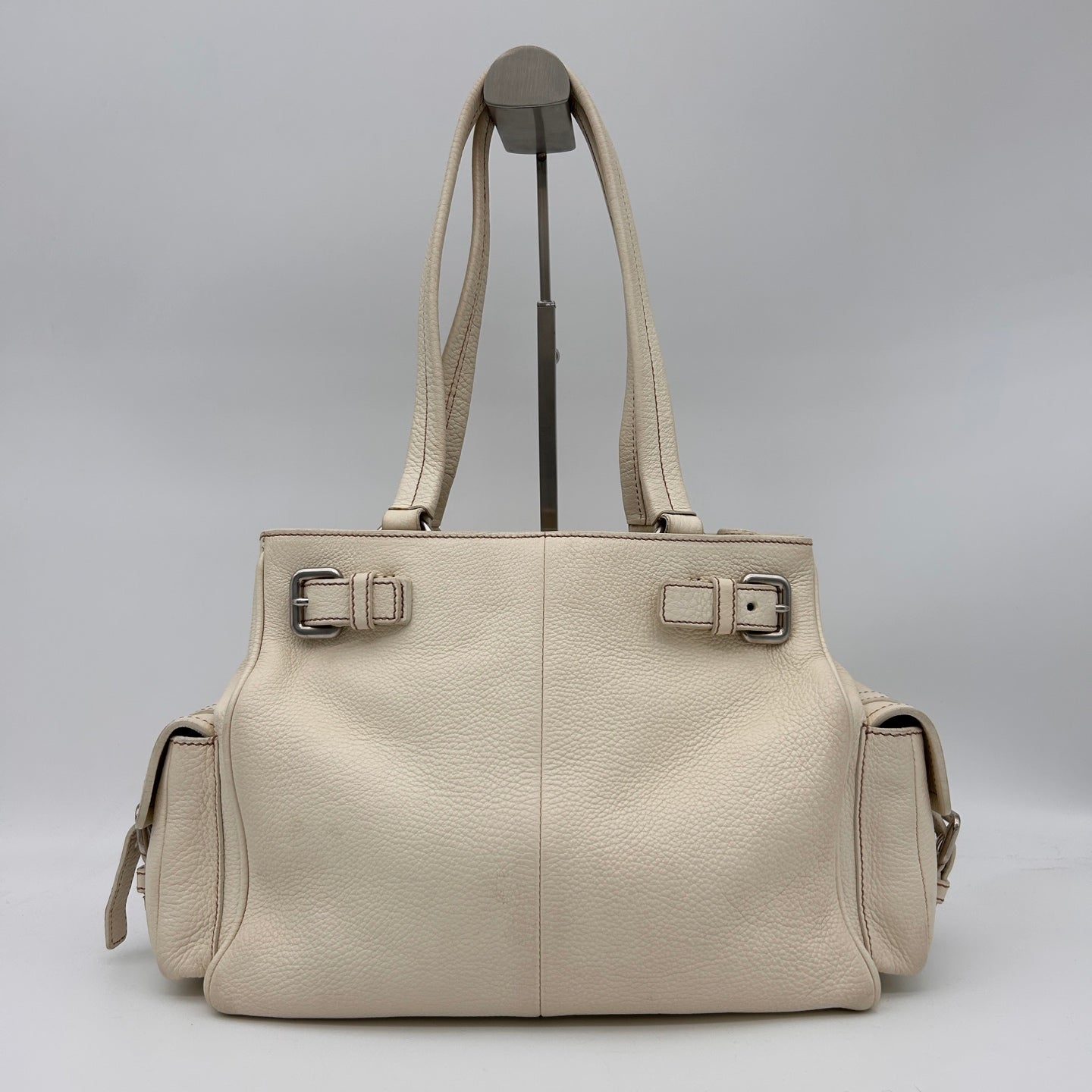 Prada Double Pocket Calfskin Biker Tote Shoulder Bag [Used]