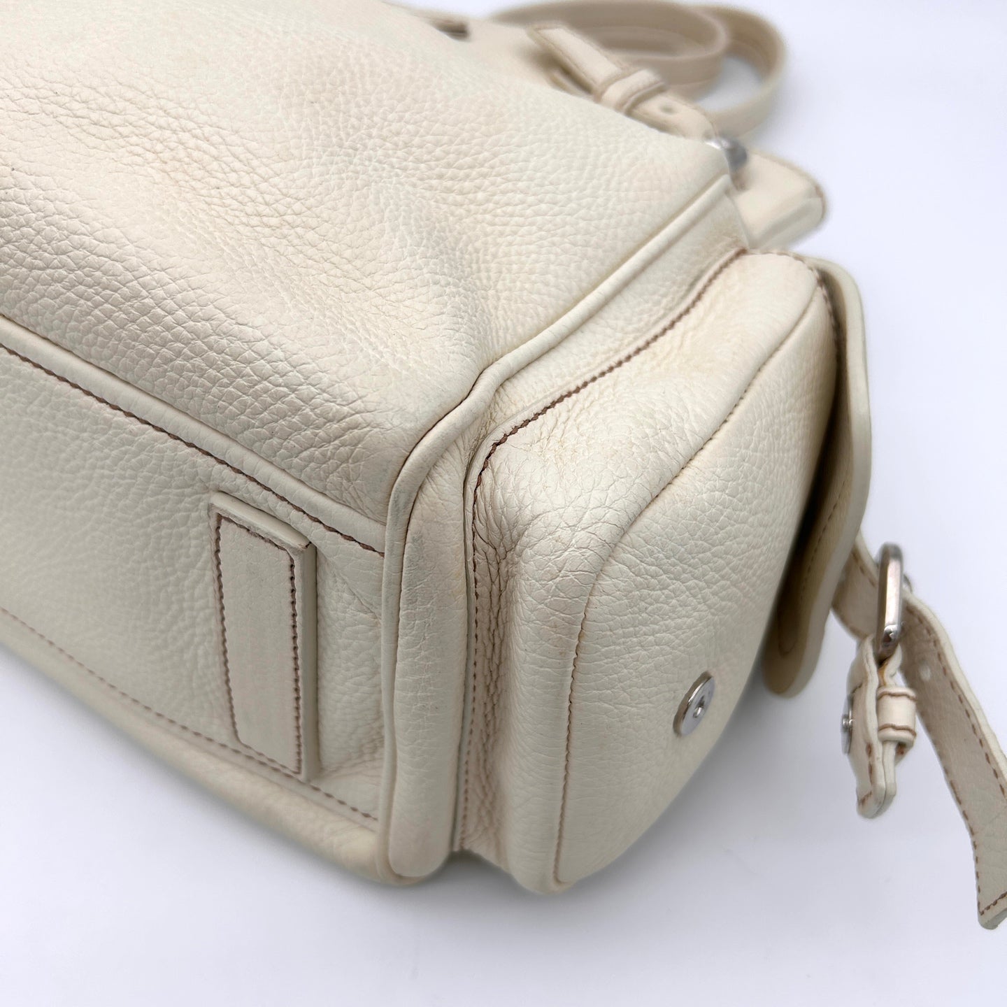 Prada Double Pocket Calfskin Biker Tote Shoulder Bag [Used]