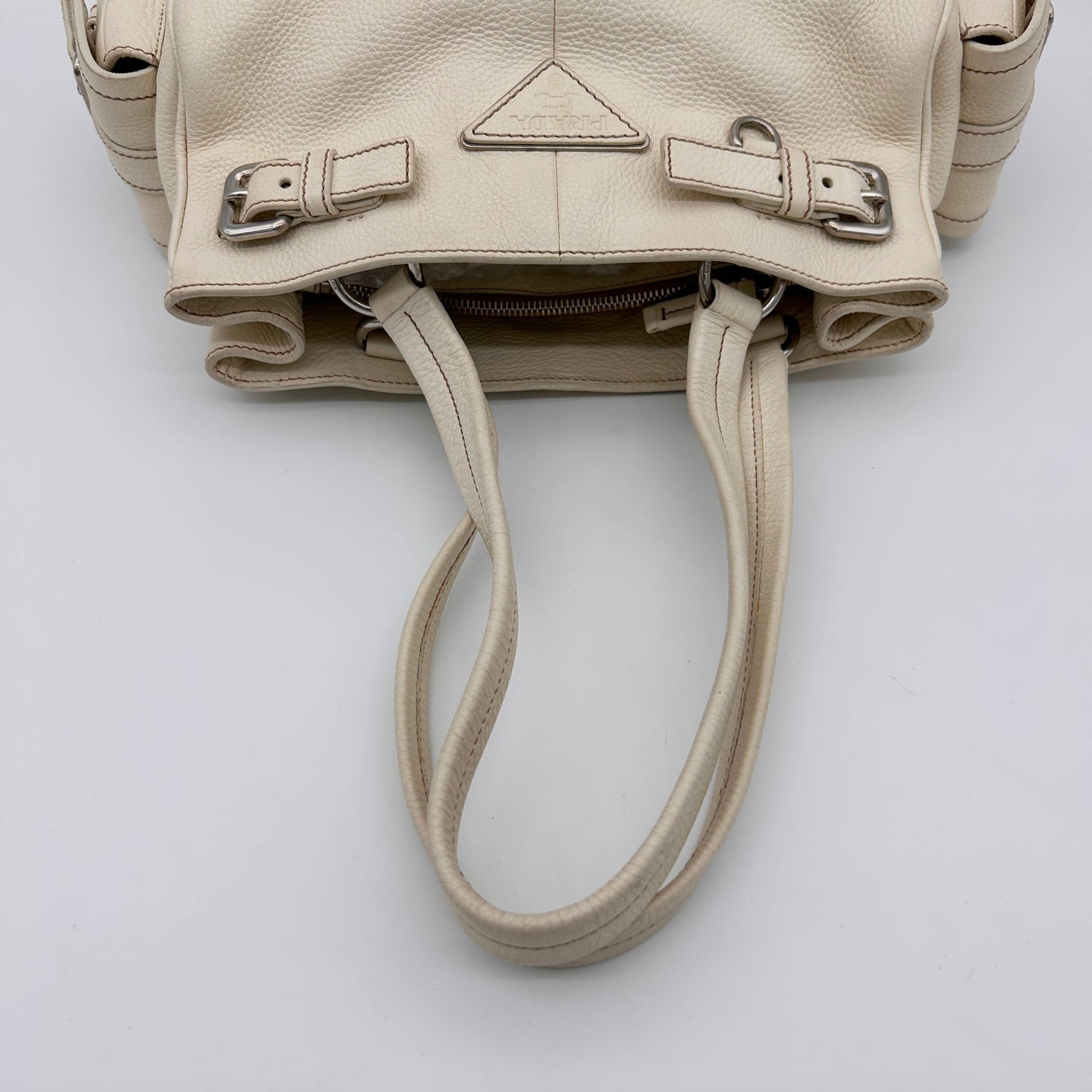 Prada Double Pocket Calfskin Biker Tote Shoulder Bag [Used]