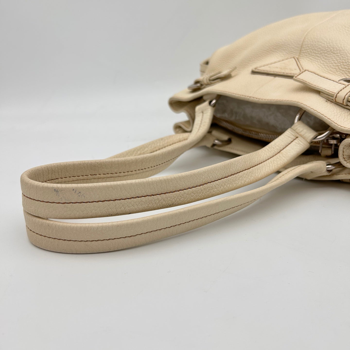 Prada Double Pocket Calfskin Biker Tote Shoulder Bag [Used]