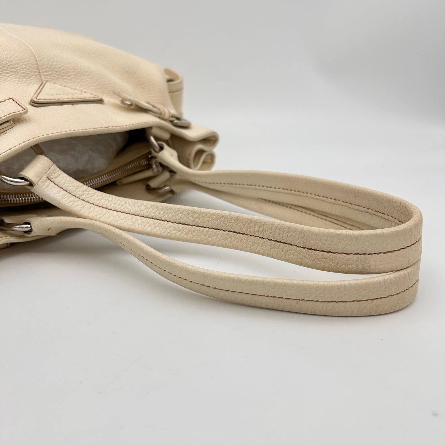 Prada Double Pocket Calfskin Biker Tote Shoulder Bag [Used]