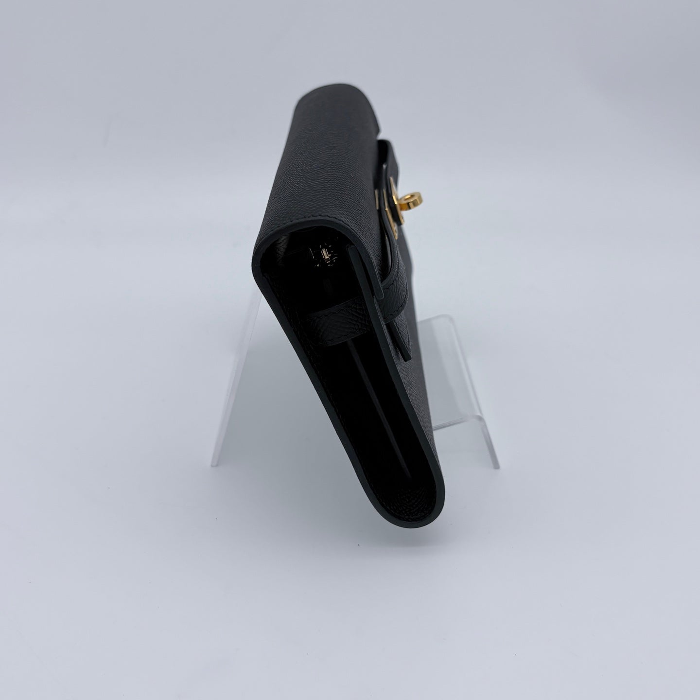 Hermès Kelly To Go Black and Gold Clutch with Strap [Near New]