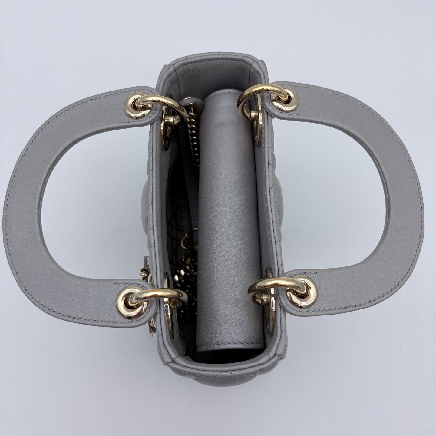 Dior Mini Lady Dior Pearly Gray Lambskin Bag [Used]