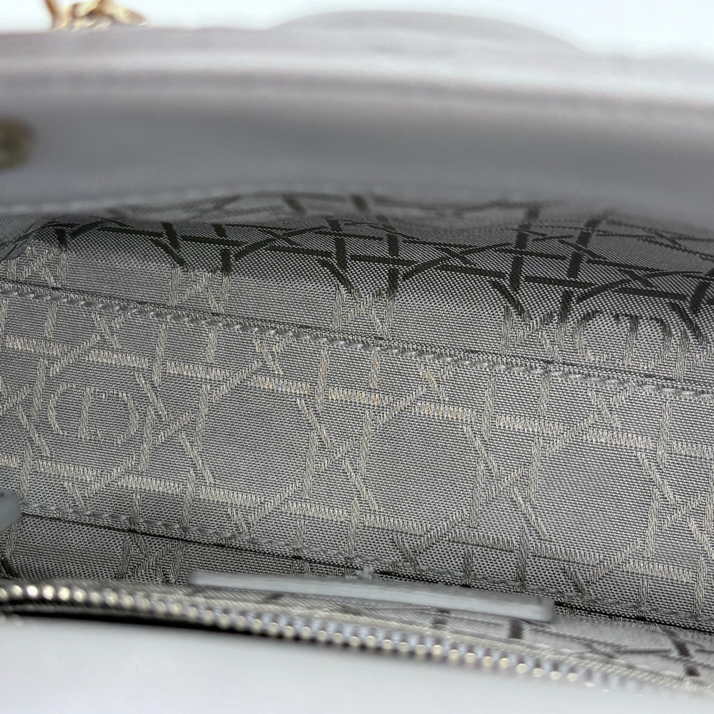 Dior Mini Lady Dior Pearly Gray Lambskin Bag [Used]