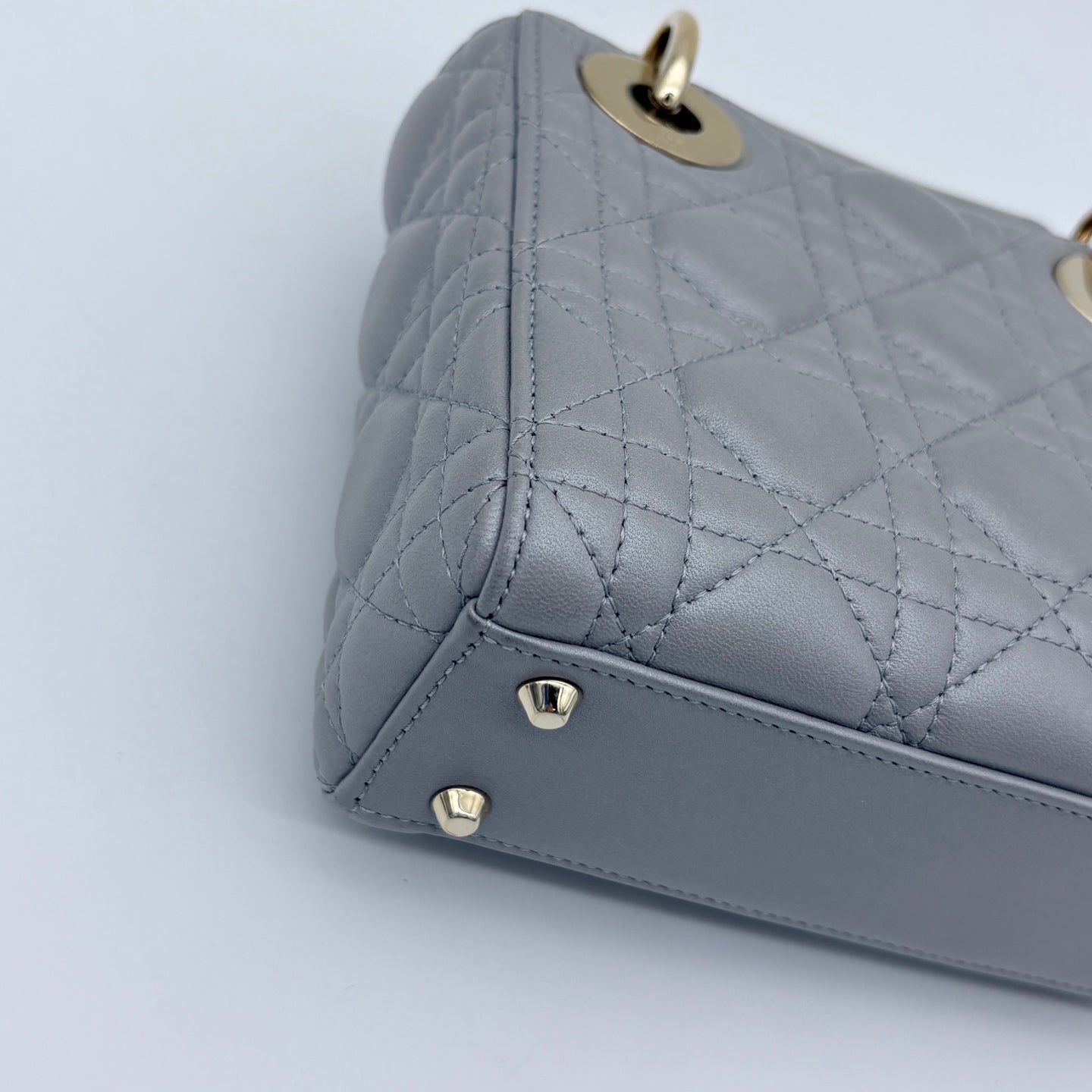 Dior Mini Lady Dior Pearly Gray Lambskin Bag [Used]