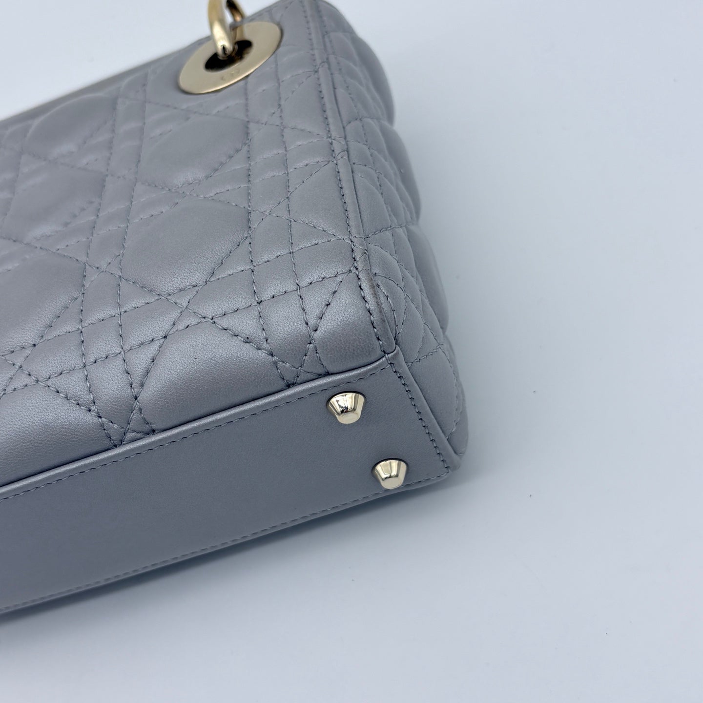 Dior Mini Lady Dior Pearly Gray Lambskin Bag [Used]