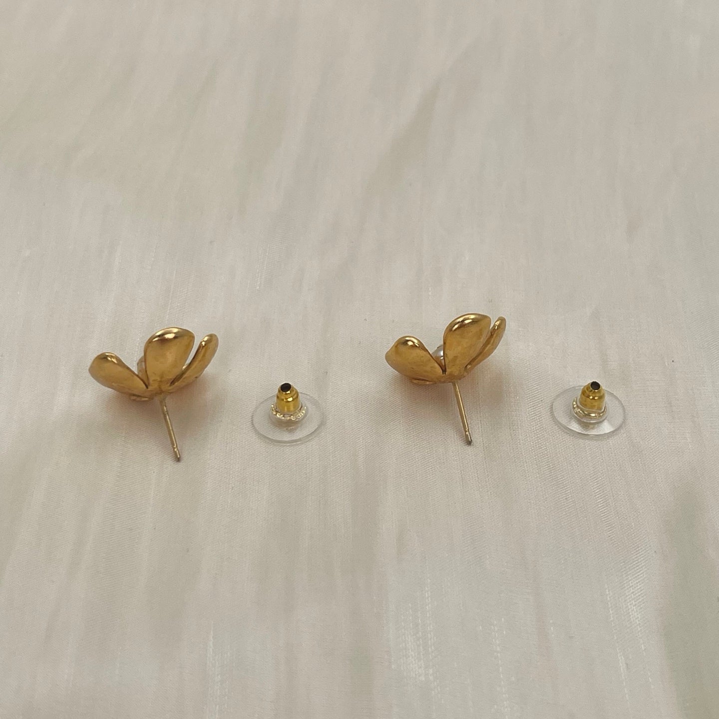 Chanel Vintage Rich Gold Camellia Pearl-Accented Stud Earrings [Used]