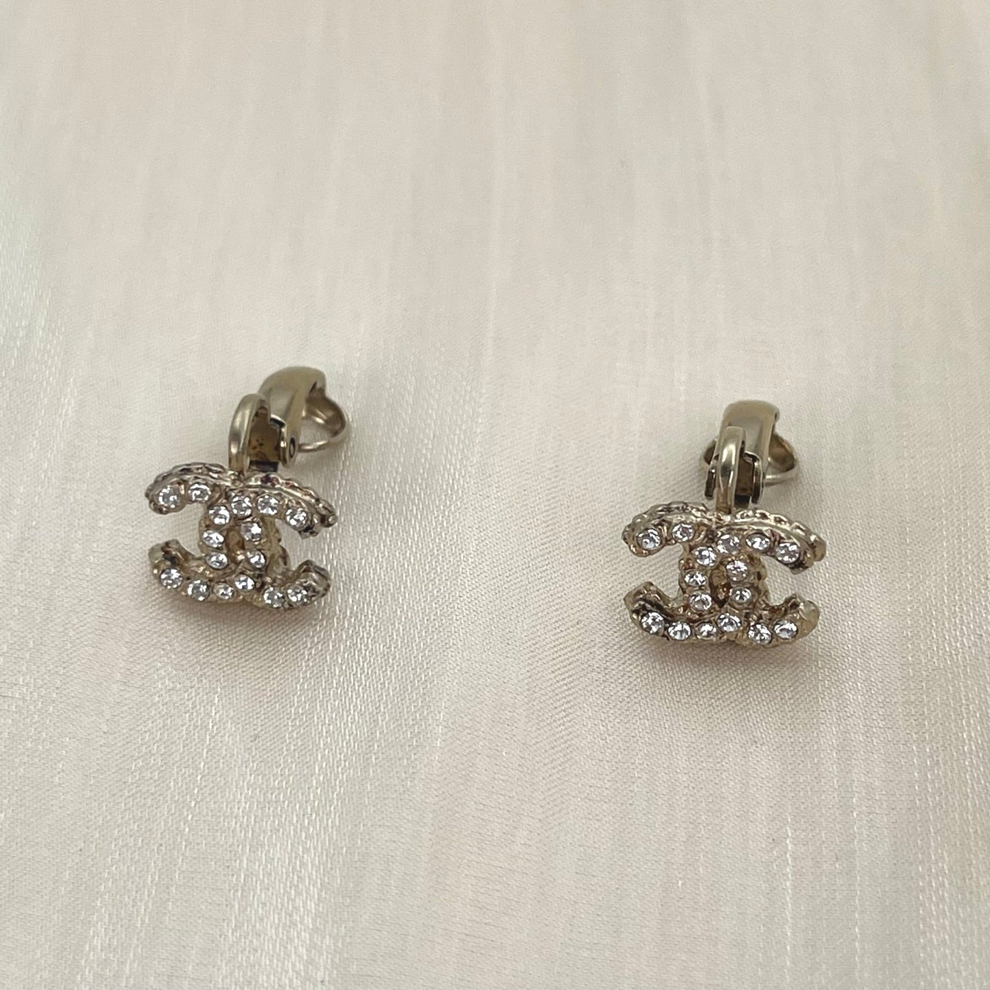Chanel Pale Gold CC Clip-On Earrings [Used]