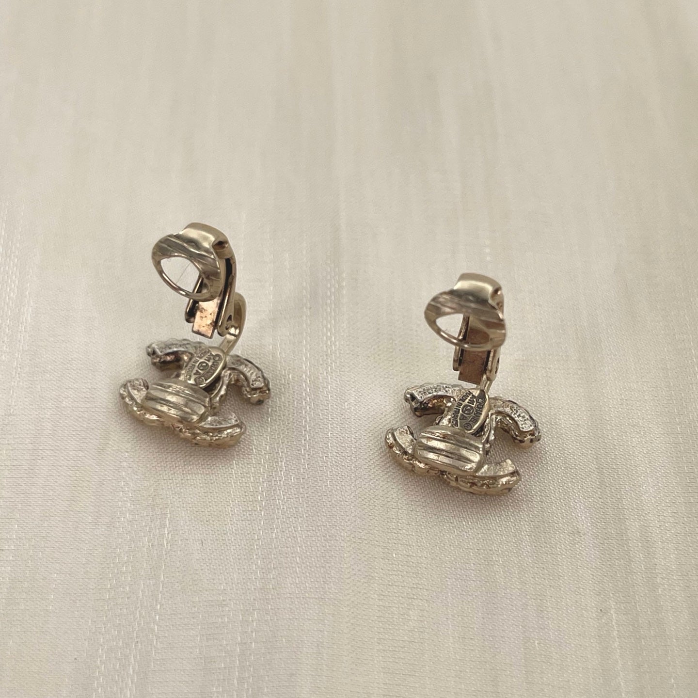 Chanel Pale Gold CC Clip-On Earrings [Used]