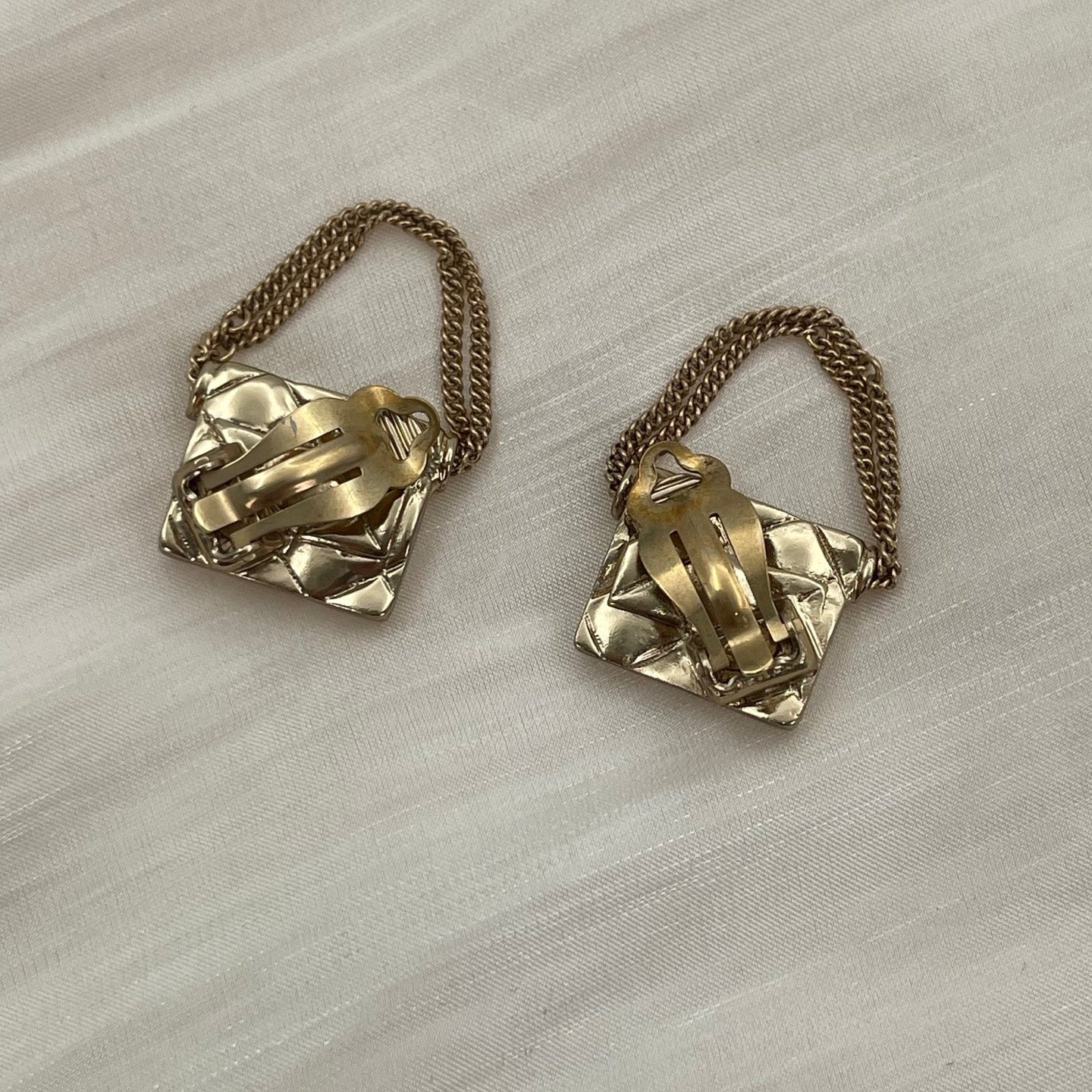 Chanel Vintage Gold Mini CF Chain Bag Motif Clip-On Earrings [Used]