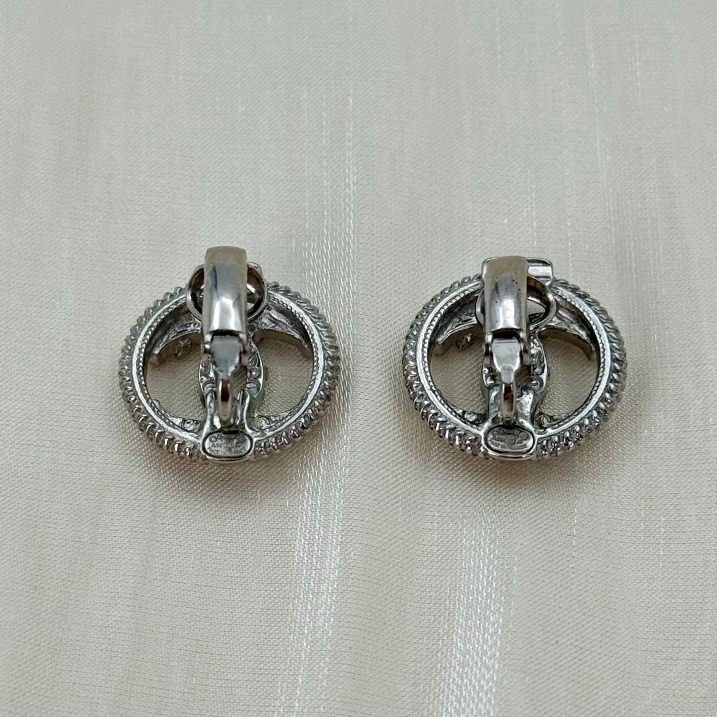 Chanel Pale Gold Pearl CC Coin Clip-On Earrings 1.7 cm [Used]