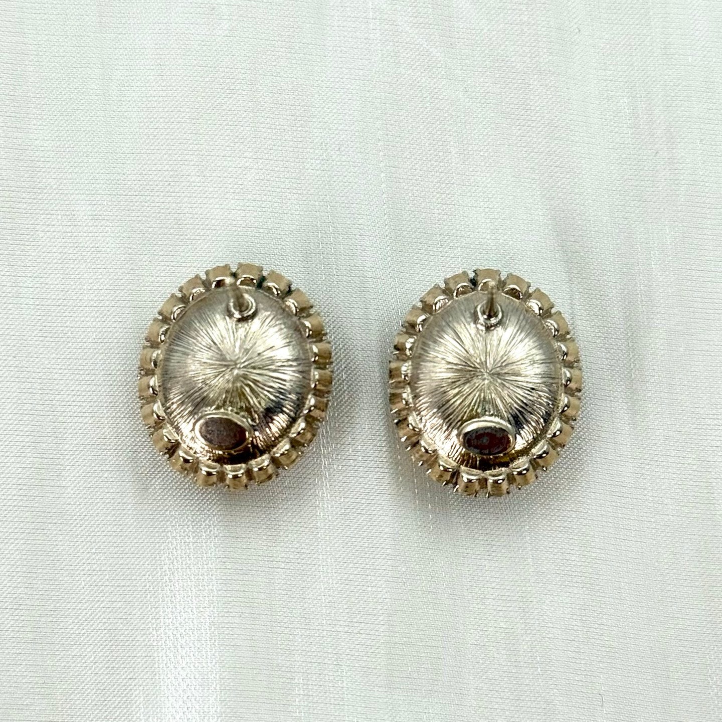 Chanel CC Black Enamel Rhinestone Pebble Stud Earrings [Used]