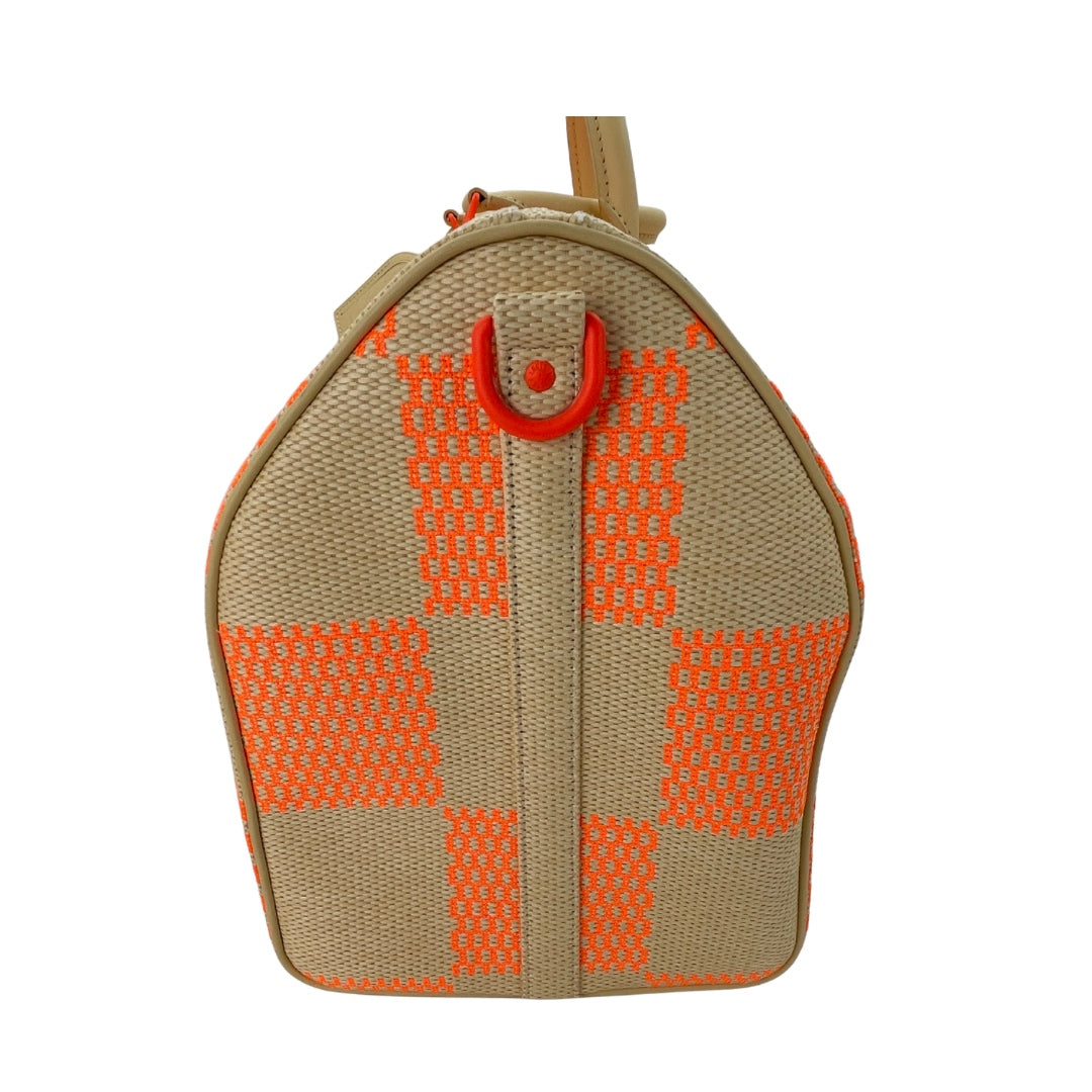 Louis Vuitton Keepall 50 Orange Damier Raffia Travel Bag [Used]