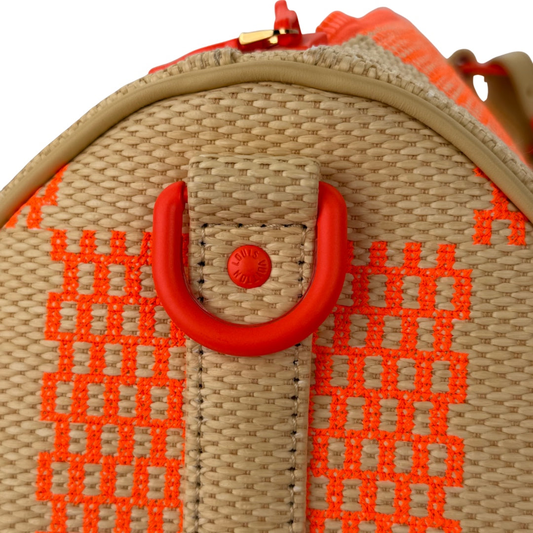 Louis Vuitton Keepall 50 Orange Damier Raffia Travel Bag [Used]