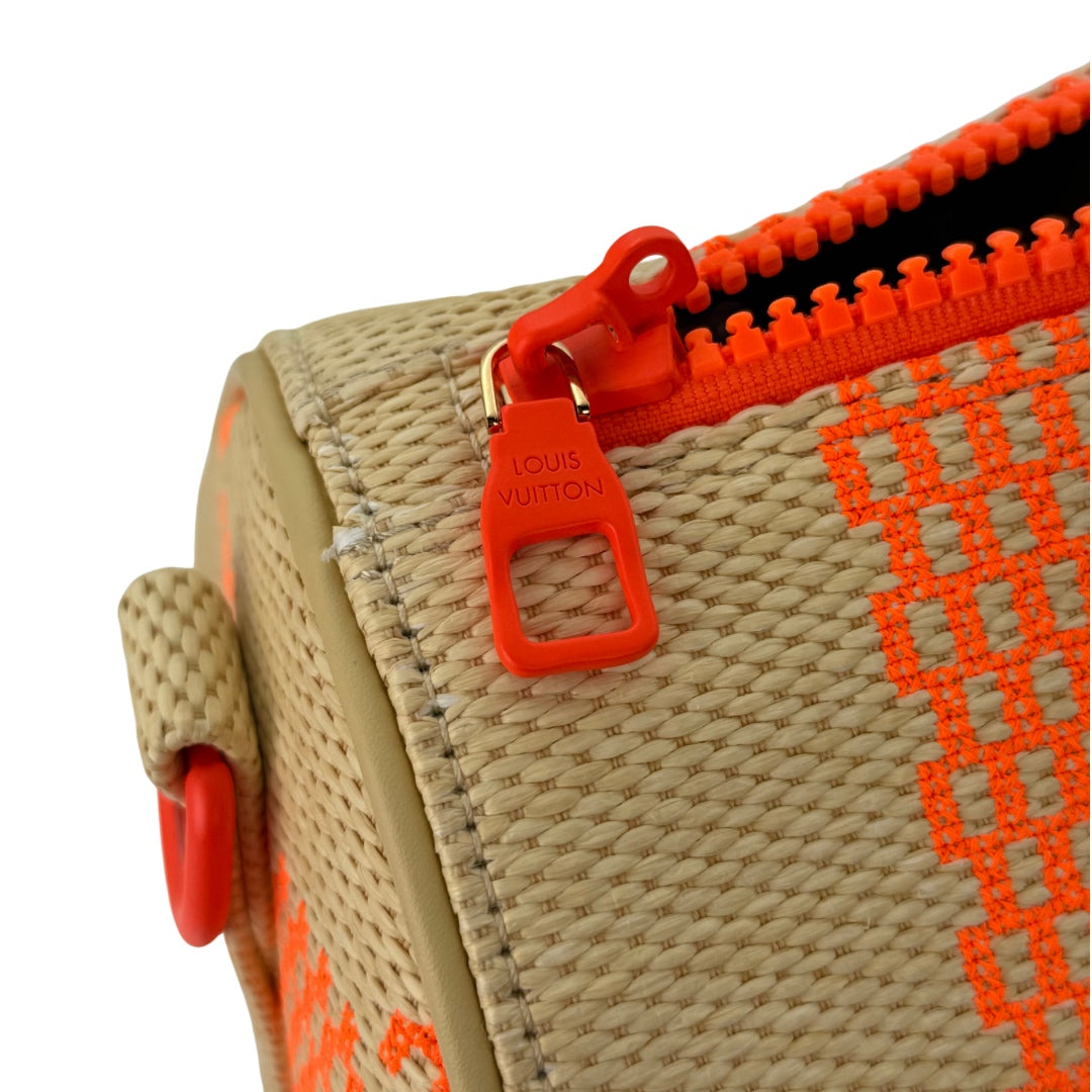 Louis Vuitton Keepall 50 Orange Damier Raffia Travel Bag [Used]