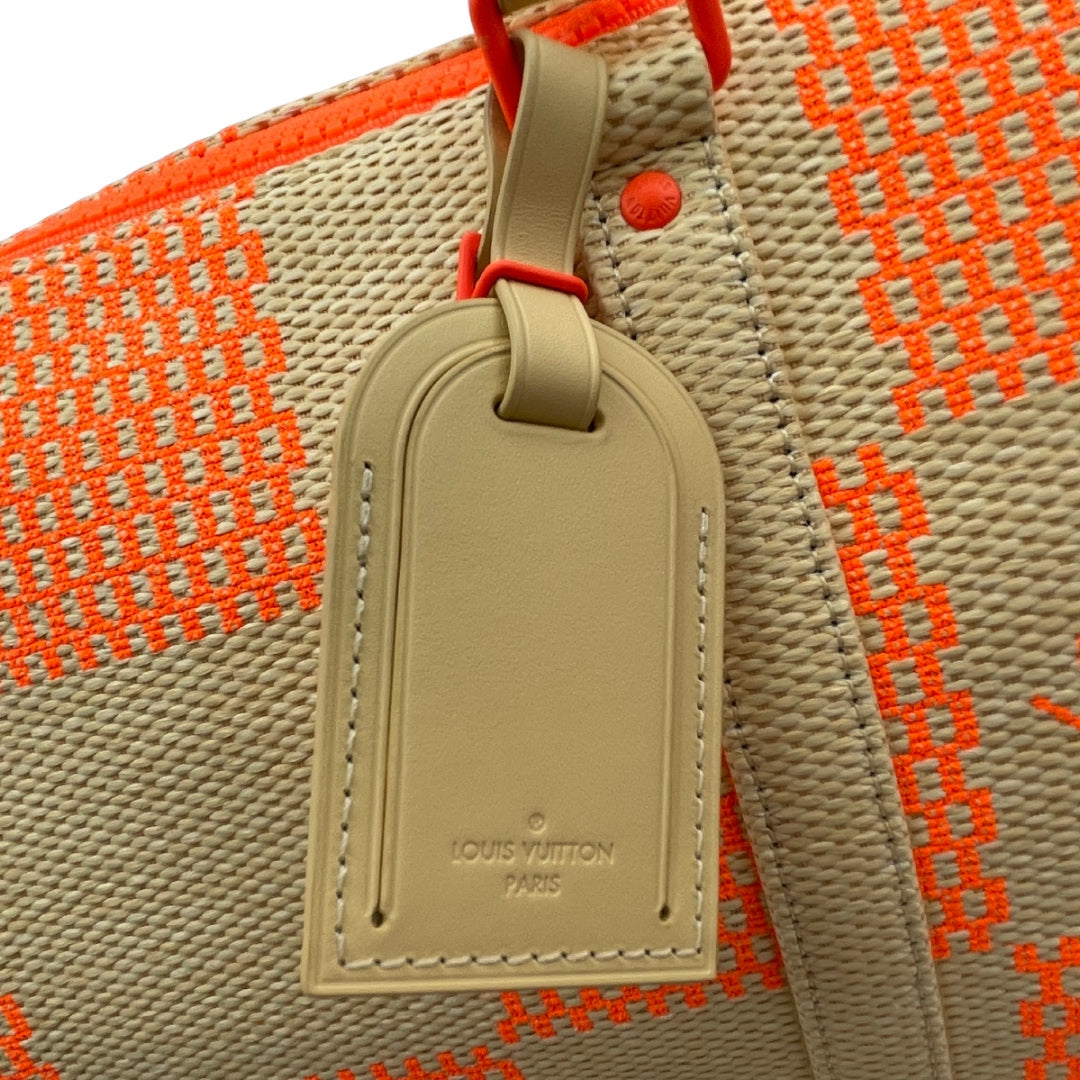 Louis Vuitton Keepall 50 Orange Damier Raffia Travel Bag [Used]