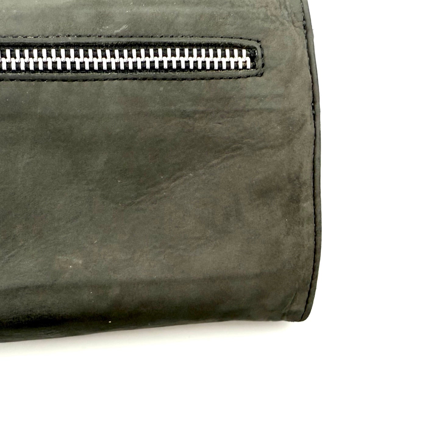 Chrome Hearts Grey Suede Leather Trifold Long Wallet with Cross Snap [Used]