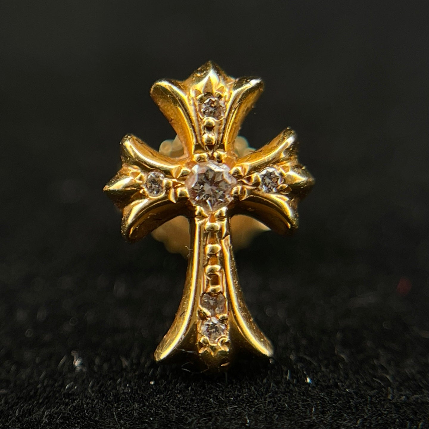 Chrome Hearts 22K Diamond Cross Single Stud Earring [Used]