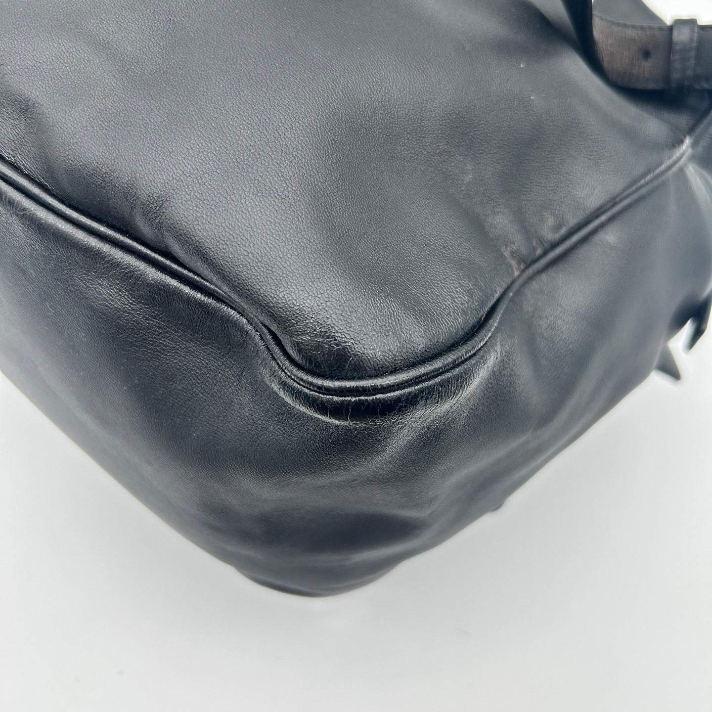 Bottega Veneta Intrecciato Lambskin Double Pocket Shoulder Bag Black [Used]