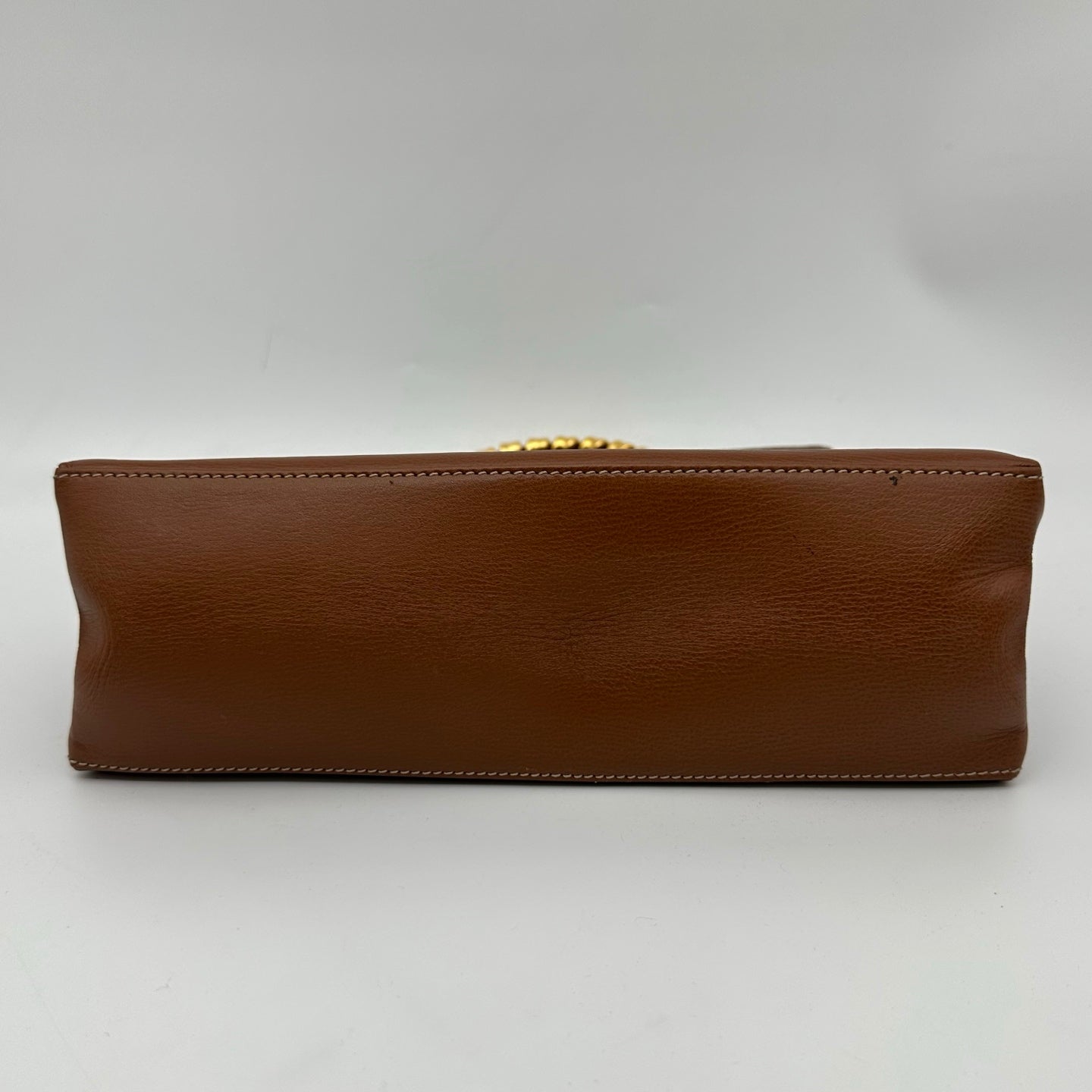 Loewe Kelly Style Structured Brown Calfskin Handbag Golden Handle  [Used]