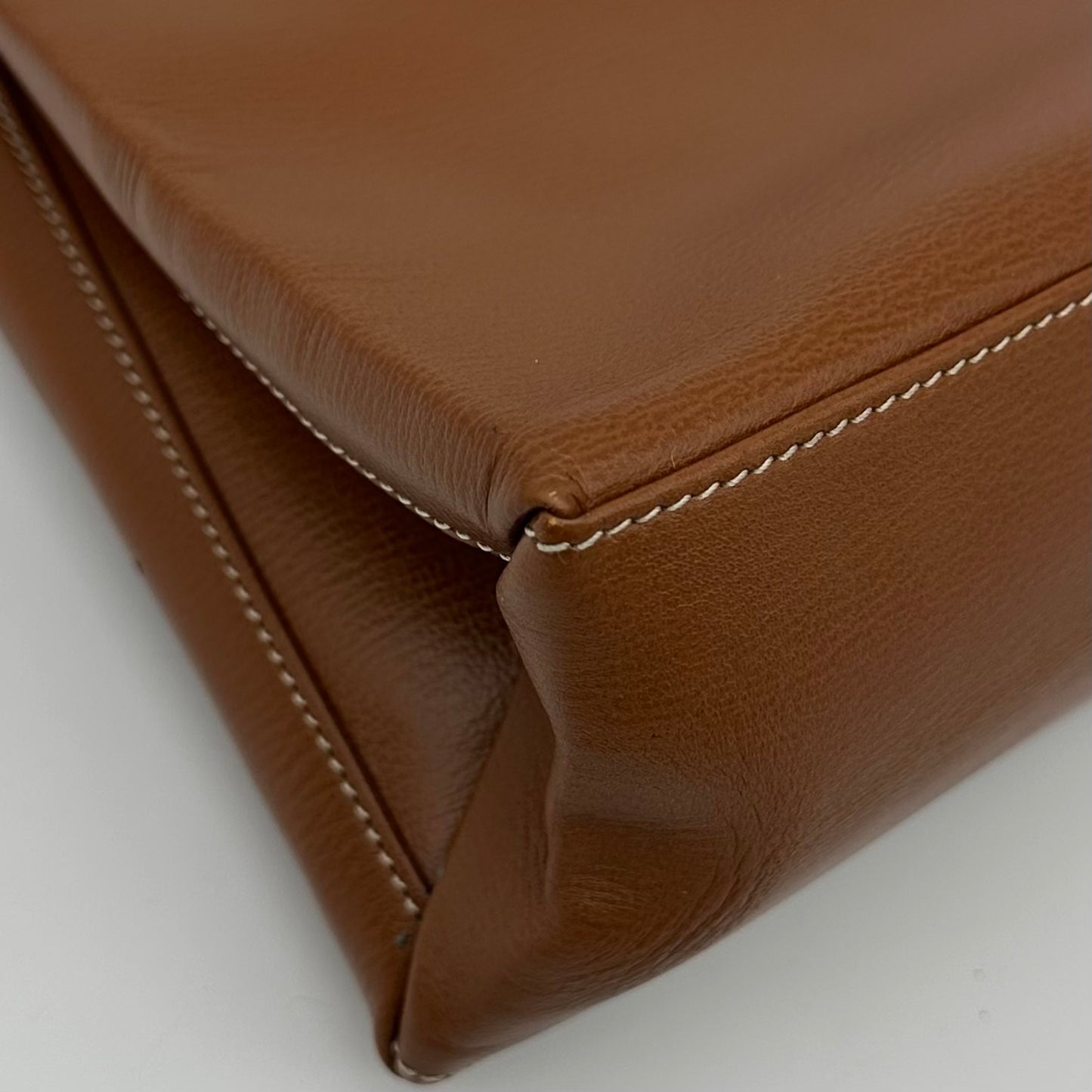 Loewe Kelly Style Structured Brown Calfskin Handbag Golden Handle  [Used]