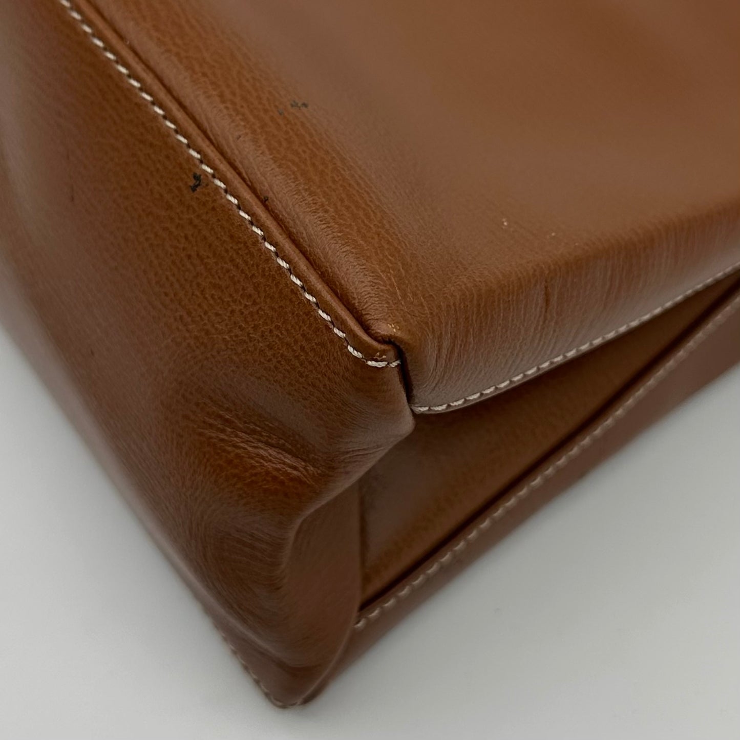 Loewe Kelly Style Structured Brown Calfskin Handbag Golden Handle  [Used]