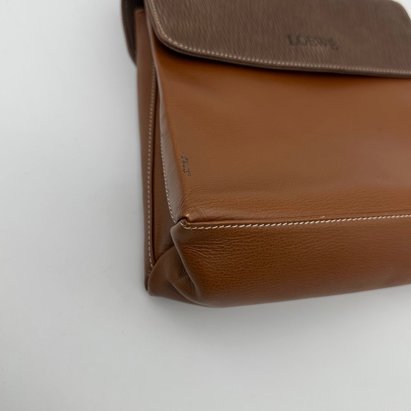 Loewe Kelly Style Structured Brown Calfskin Handbag Golden Handle  [Used]