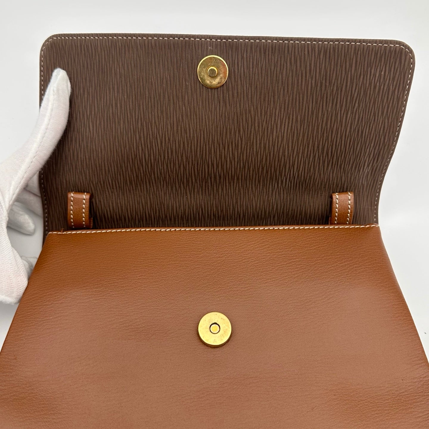 Loewe Kelly Style Structured Brown Calfskin Handbag Golden Handle  [Used]