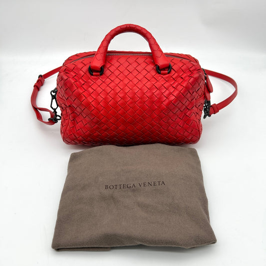 Bottega Veneta Intrecciato Lambskin Two-Way Pillow Tote Bag Red [Used]