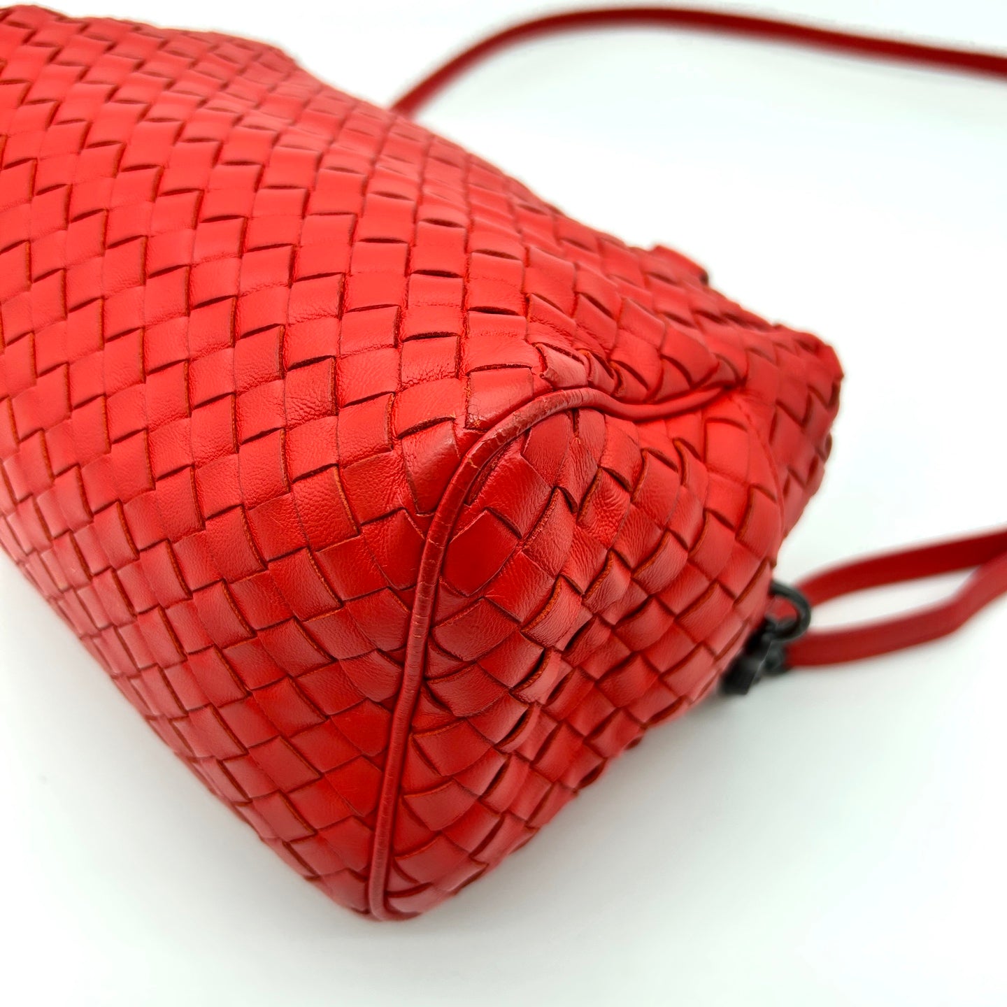 Bottega Veneta Intrecciato Lambskin Two-Way Pillow Tote Bag Red [Used]
