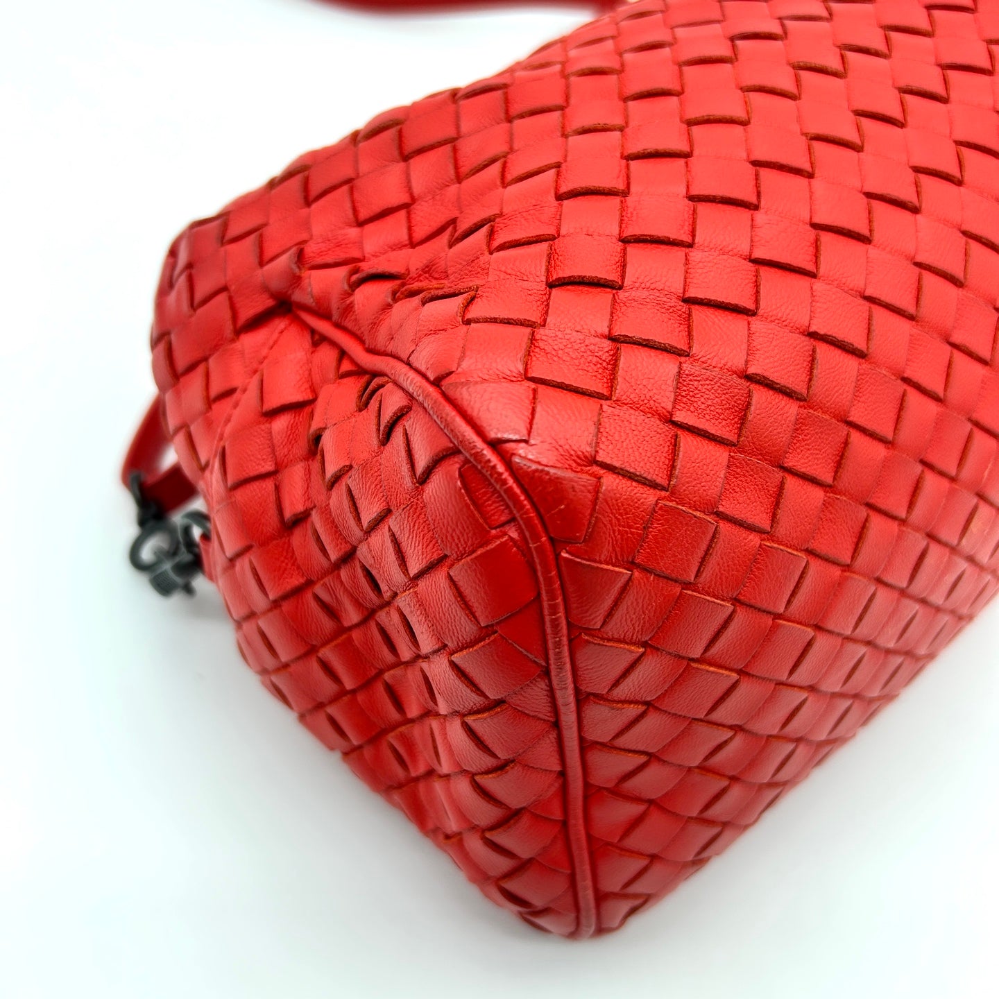 Bottega Veneta Intrecciato Lambskin Two-Way Pillow Tote Bag Red [Used]