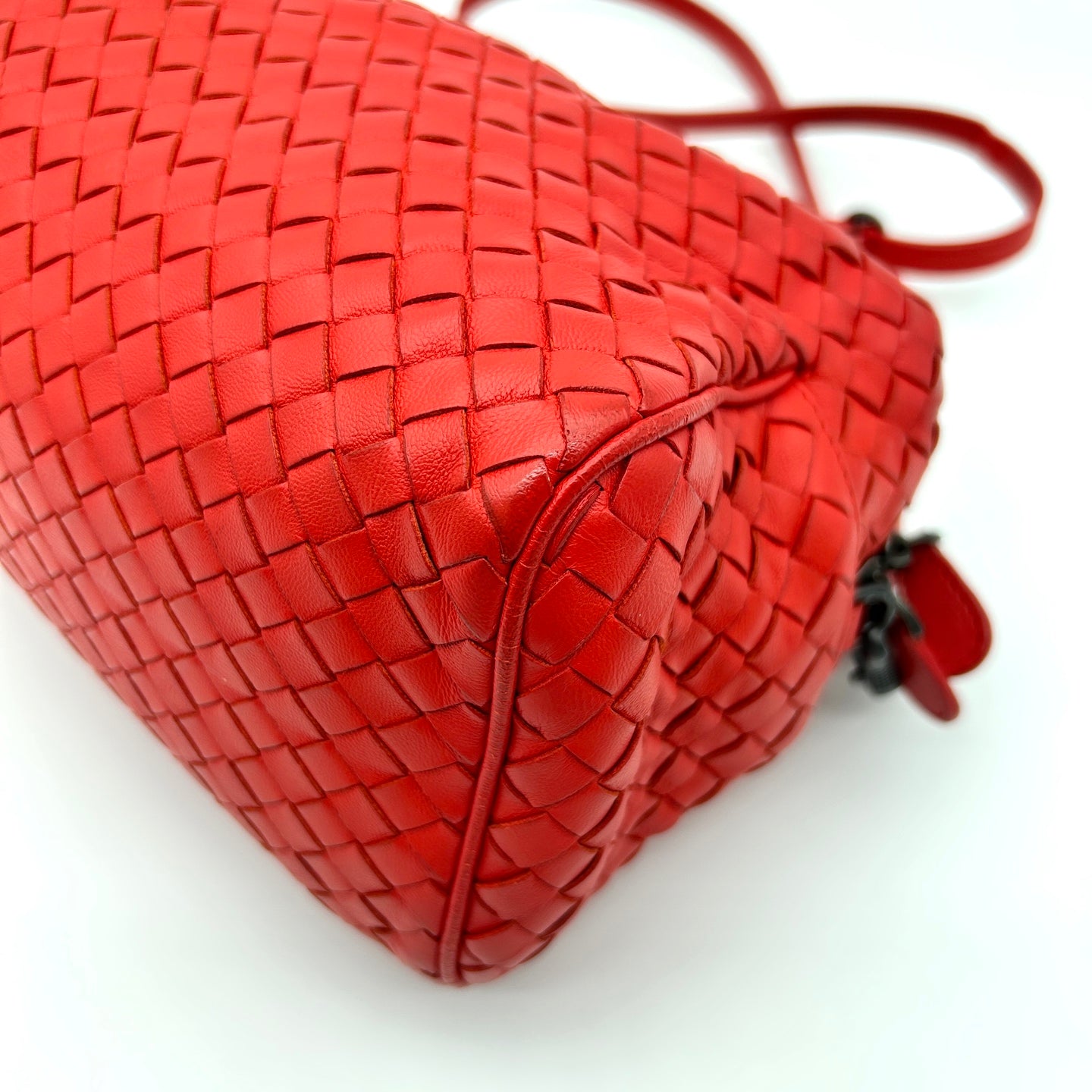 Bottega Veneta Intrecciato Lambskin Two-Way Pillow Tote Bag Red [Used]