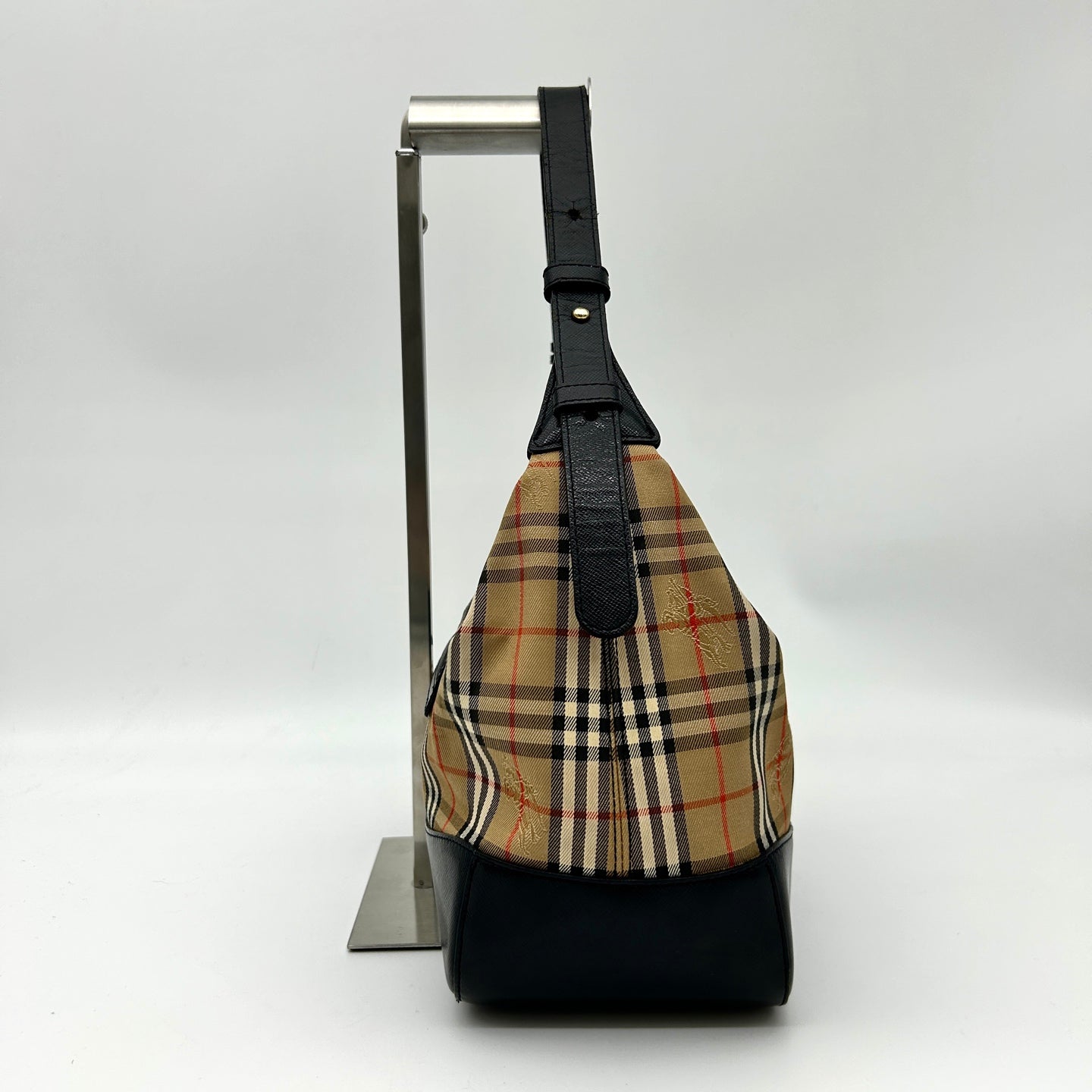 Burberry Vintage Check Leather Small Tote Shoulder Bag Gold Coin Hardware [Used]