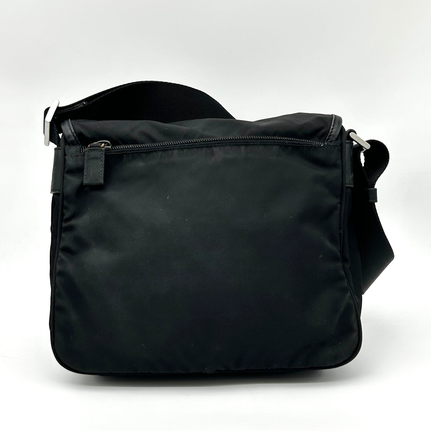 Prada Re-Nylon Flap Boxy Shoulder Crossbody Tote Bag Black [Used]