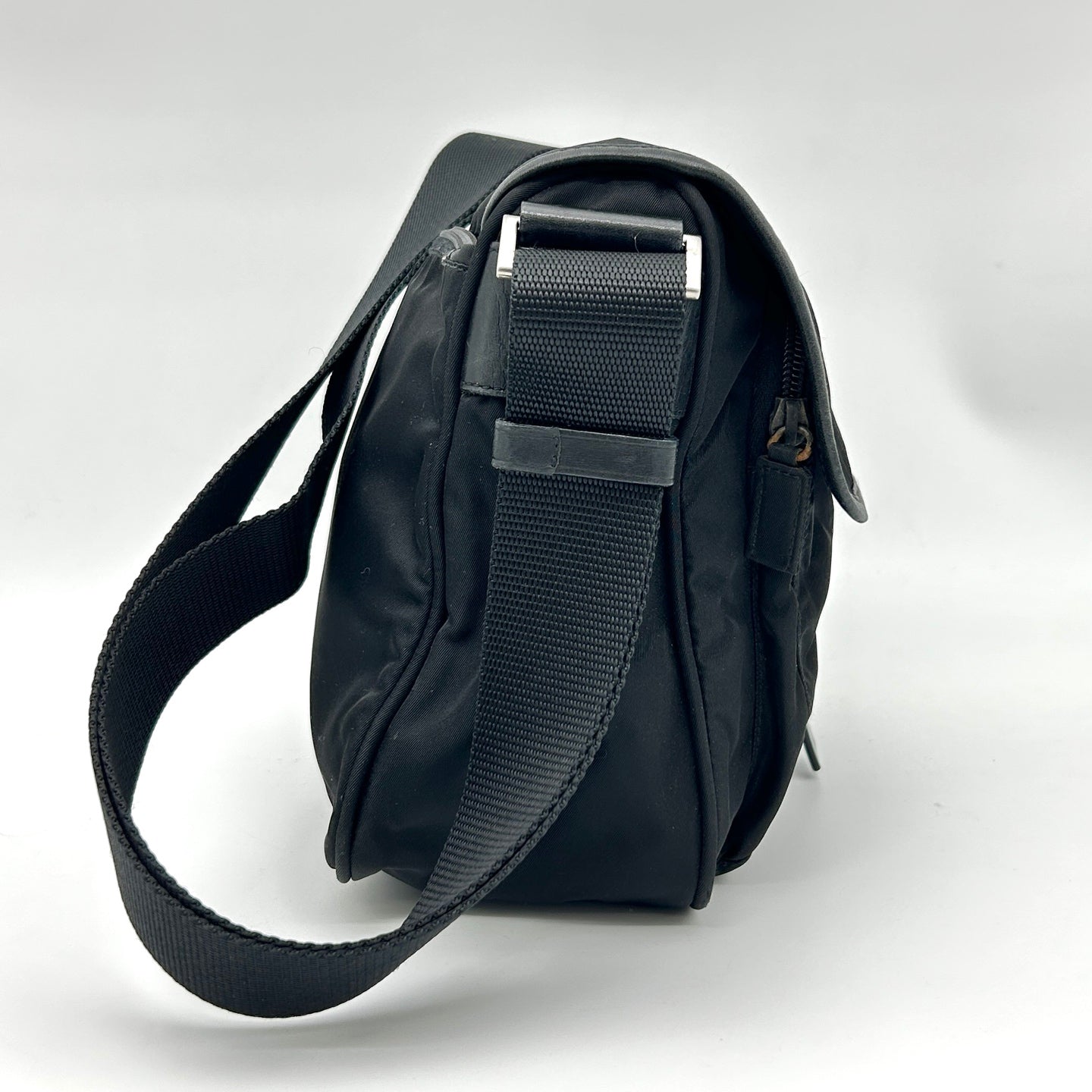 Prada Re-Nylon Flap Boxy Shoulder Crossbody Tote Bag Black [Used]