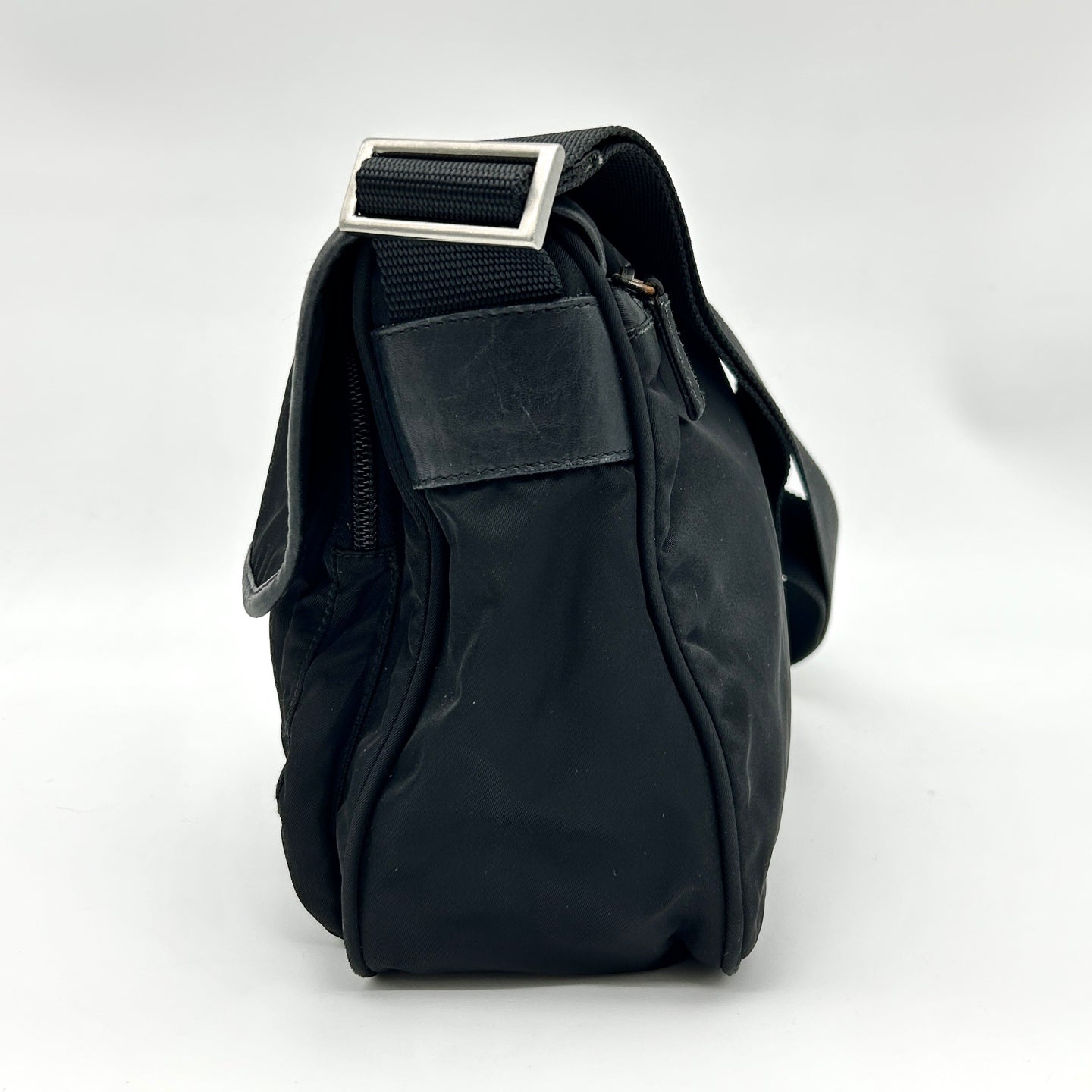 Prada Re-Nylon Flap Boxy Shoulder Crossbody Tote Bag Black [Used]