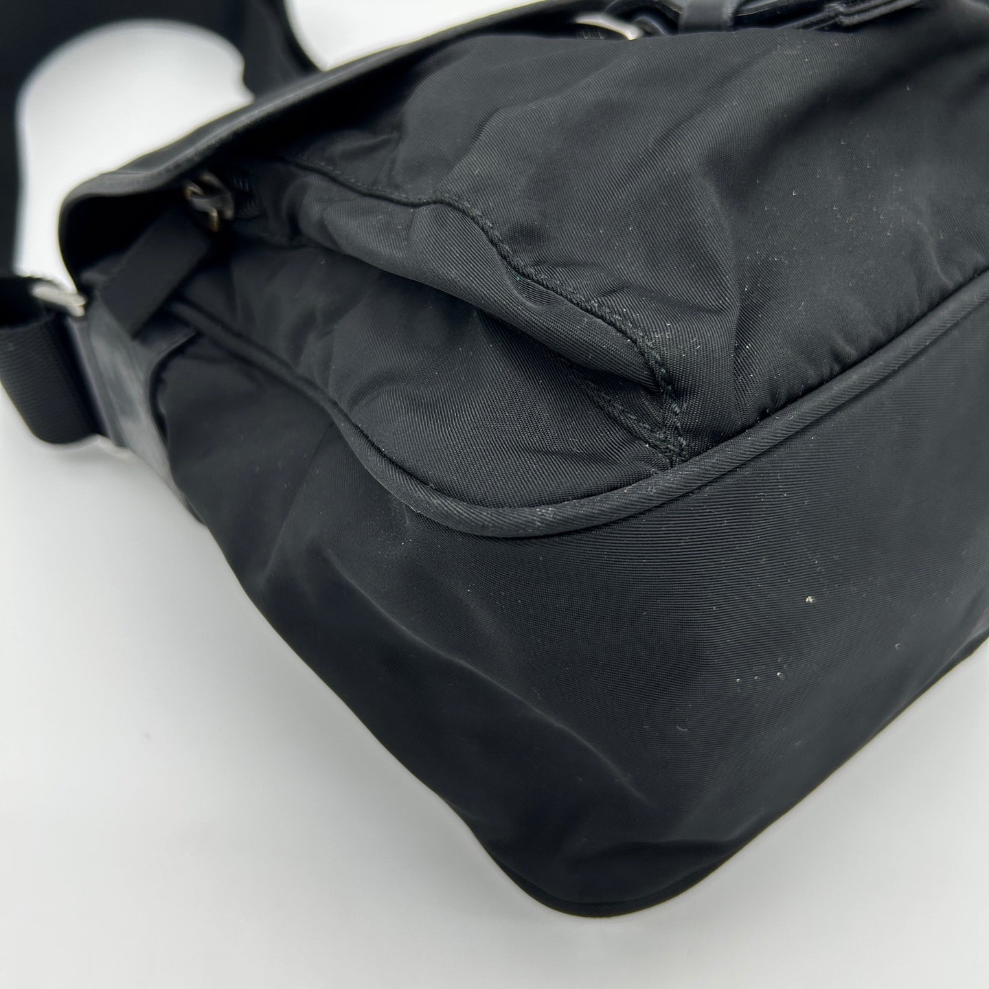 Prada Re-Nylon Flap Boxy Shoulder Crossbody Tote Bag Black [Used]