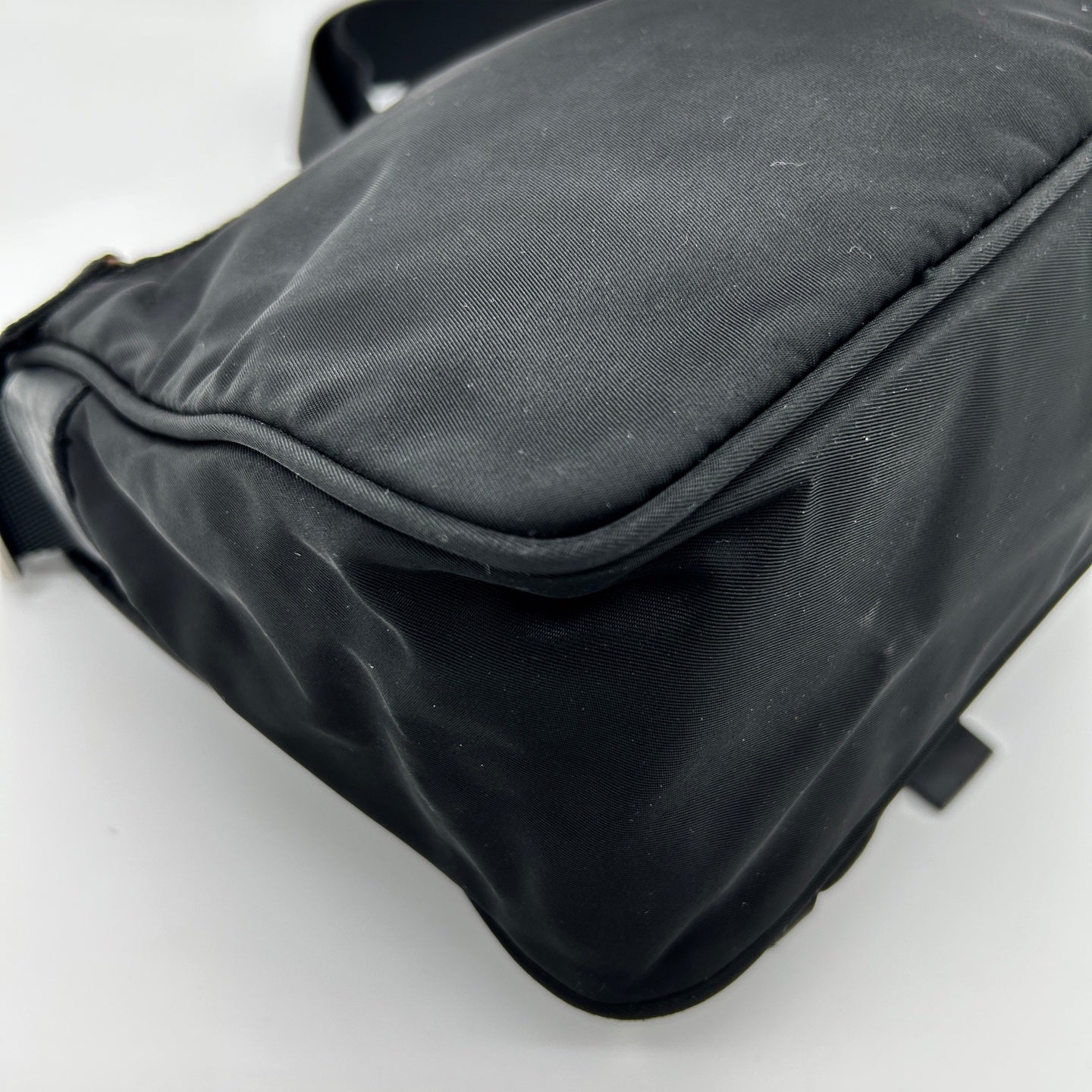 Prada Re-Nylon Flap Boxy Shoulder Crossbody Tote Bag Black [Used]