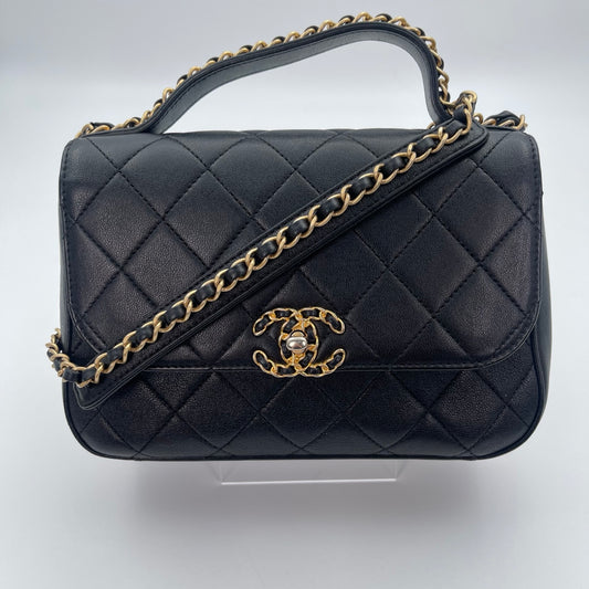 Chanel Black Calfskin 19 Bag 2Way Handle Shoulder Bag [Used]