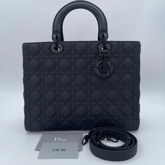 Dior Lady Dior So Black Matte Calfskin Bag [Used]
