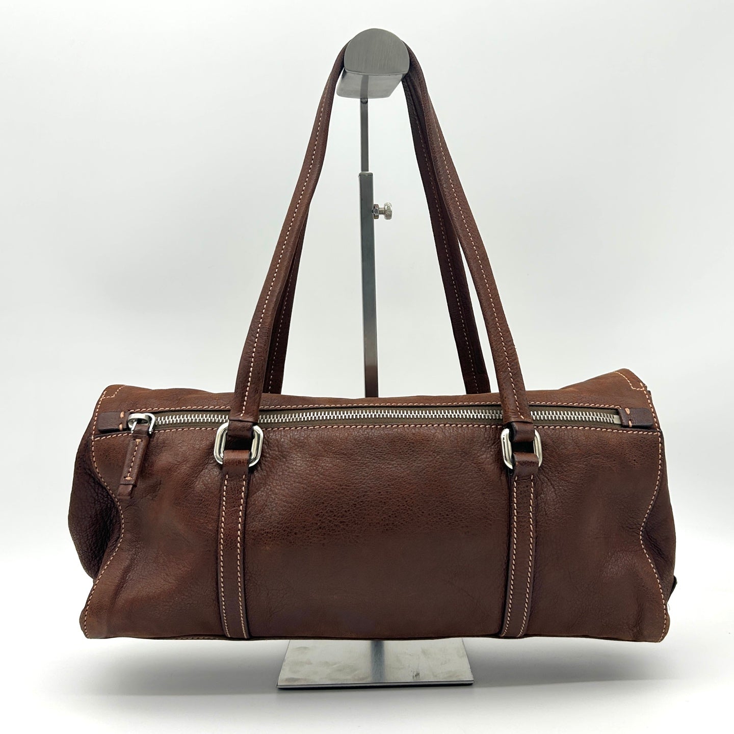 Prada Dark Brown Calfskin Baguette Shoulder Bag [Used]