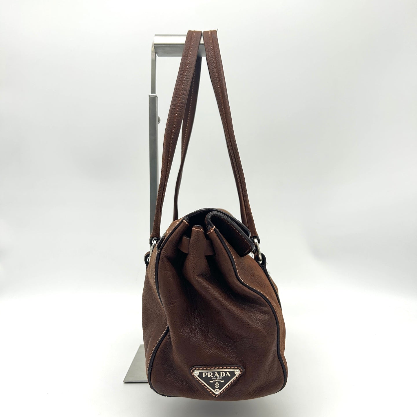 Prada Dark Brown Calfskin Baguette Shoulder Bag [Used]