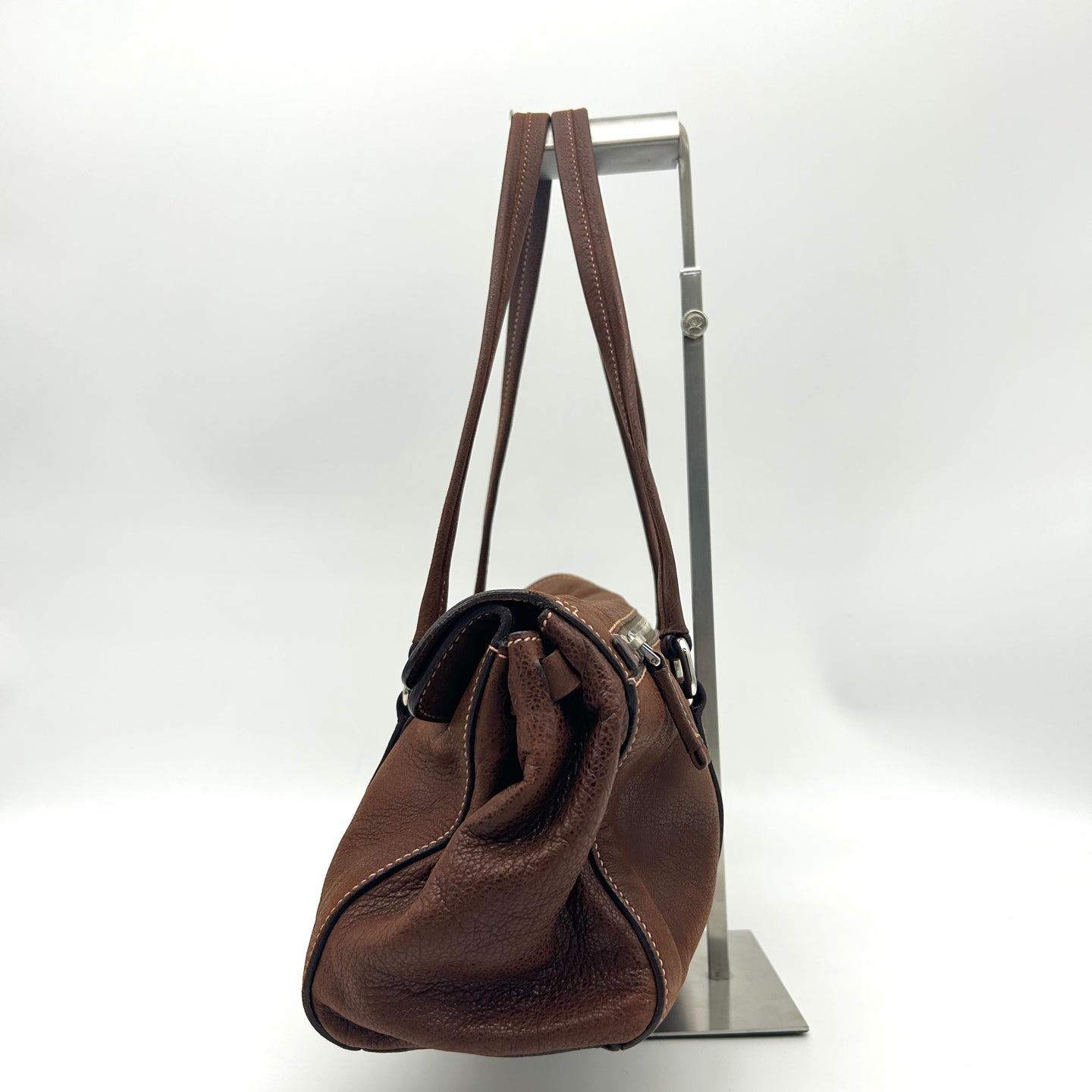 Prada Dark Brown Calfskin Baguette Shoulder Bag [Used]