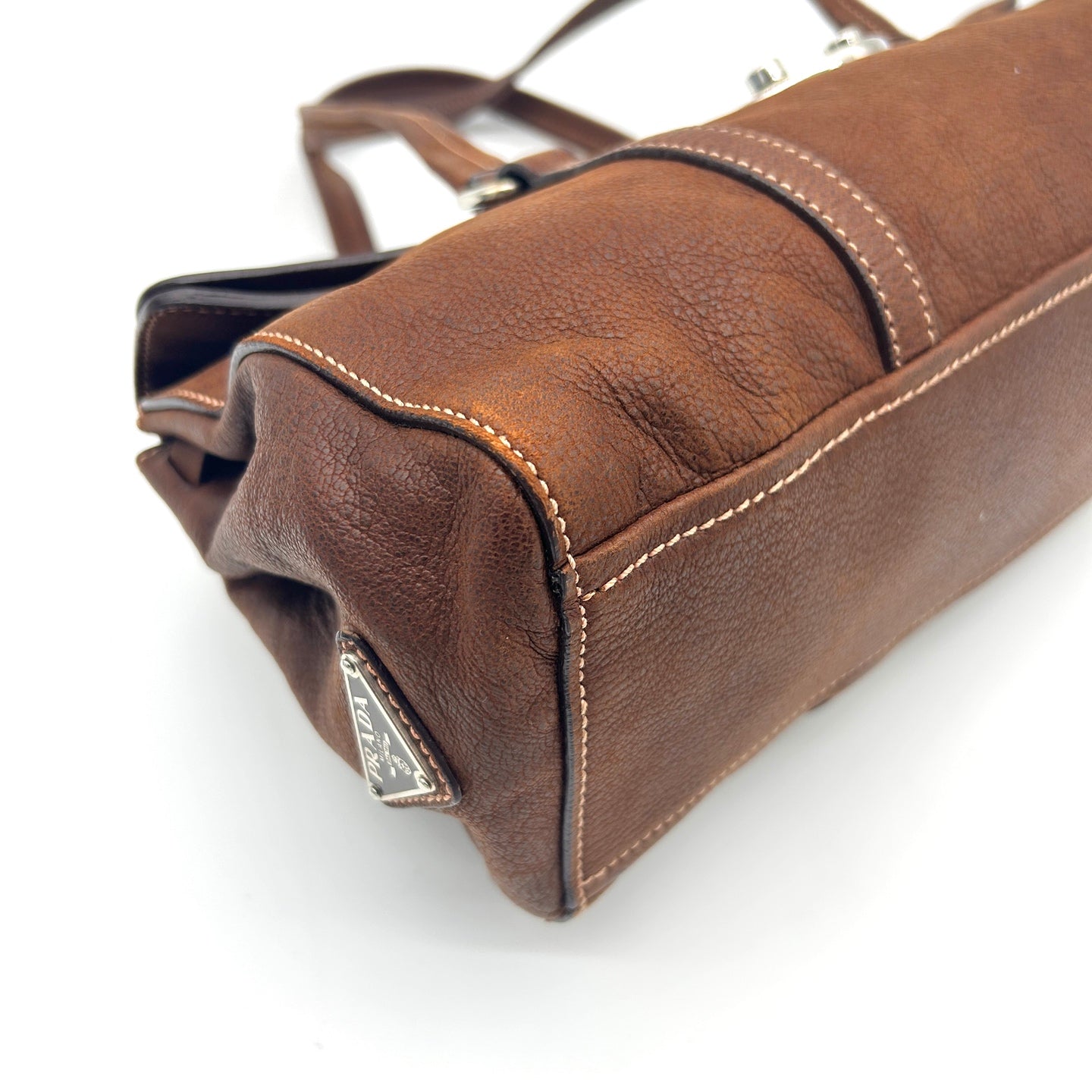 Prada Dark Brown Calfskin Baguette Shoulder Bag [Used]