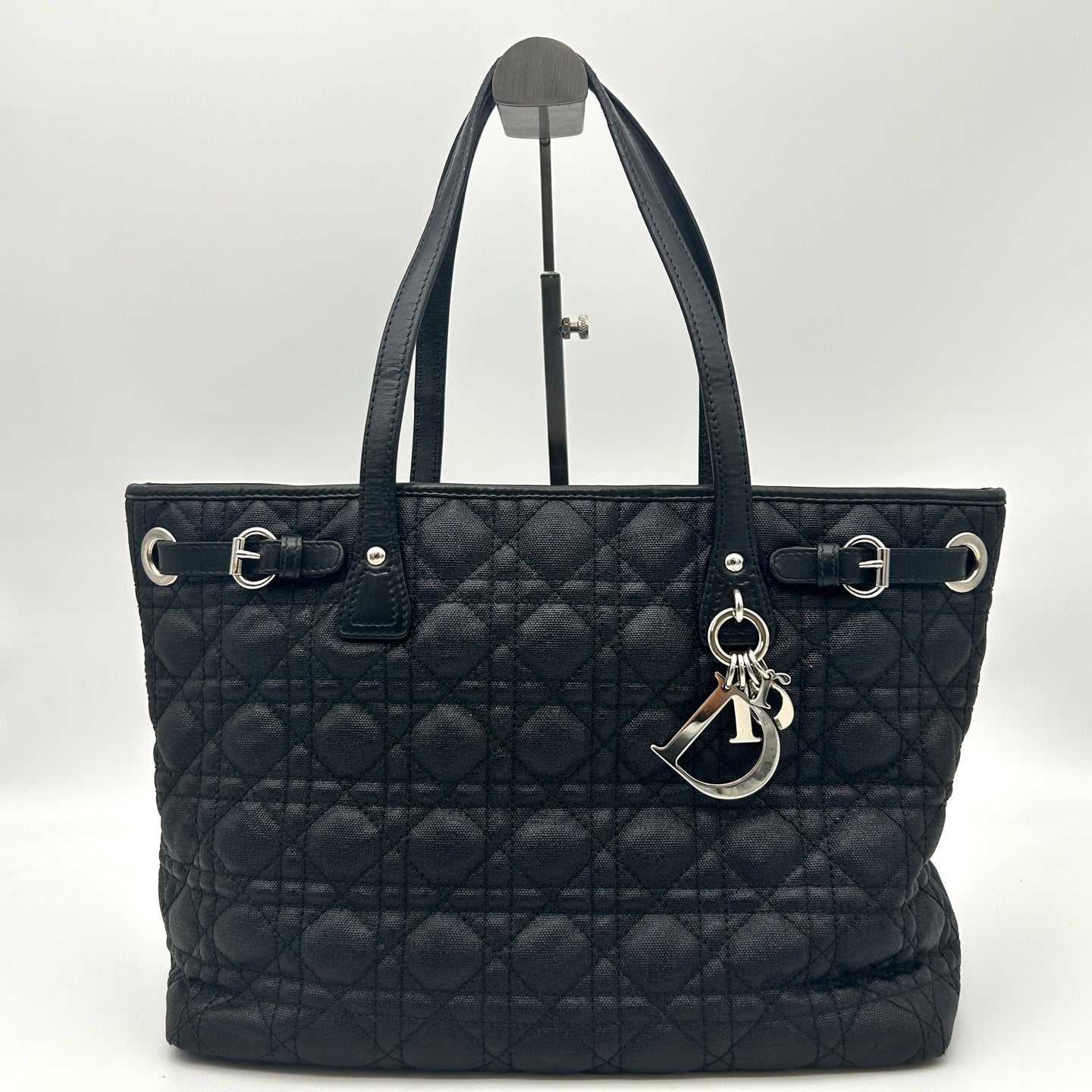 Dior Black Canvas Lady Dior Tote Bag [Used]