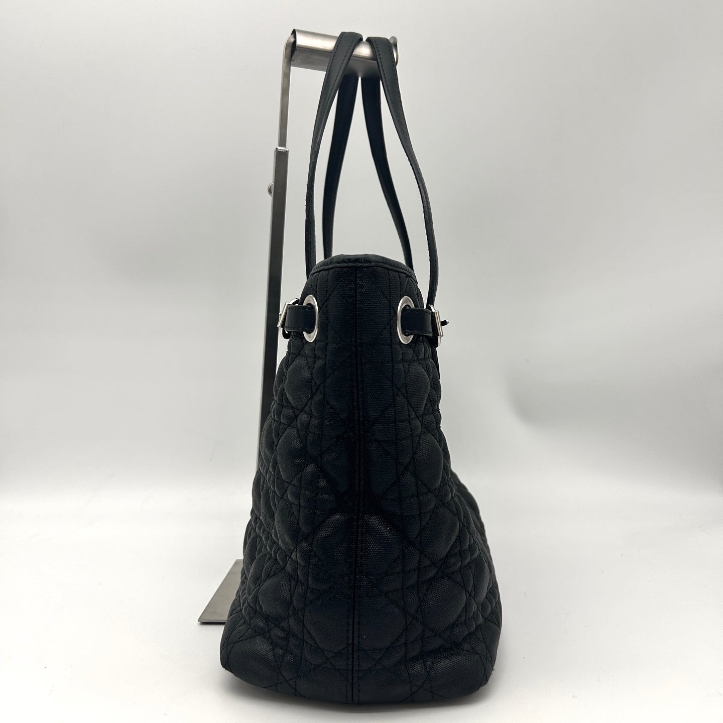 Dior Black Canvas Lady Dior Tote Bag [Used]