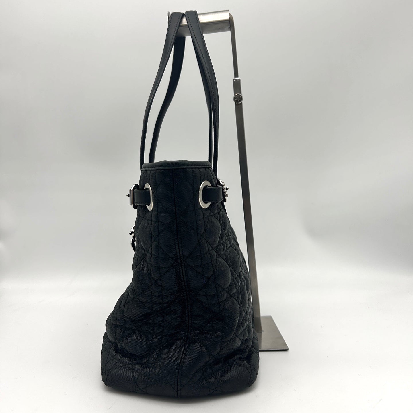 Dior Black Canvas Lady Dior Tote Bag [Used]
